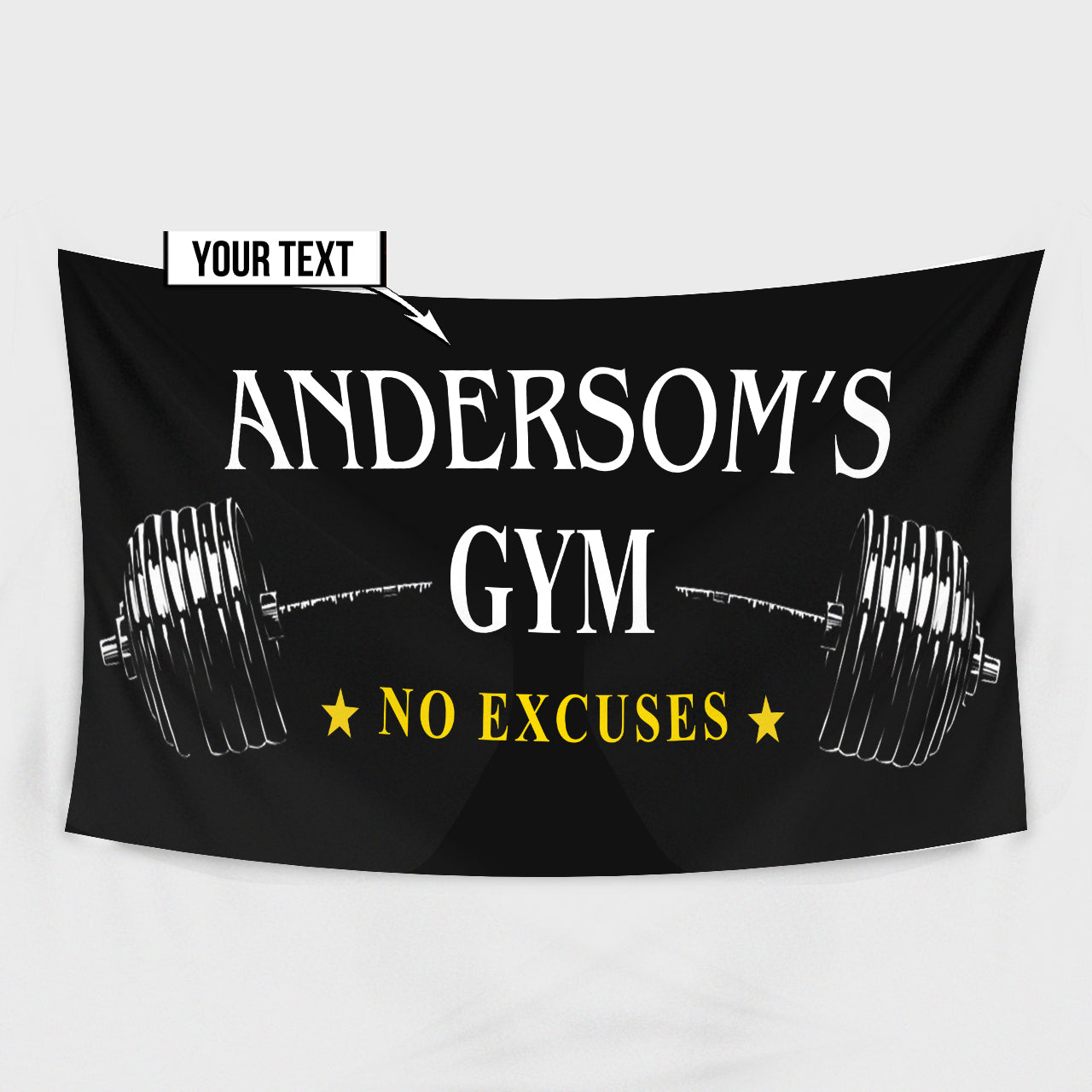 Personalised Gym, Home Gym Decor Barbell Vinyl Banner Flag 10544