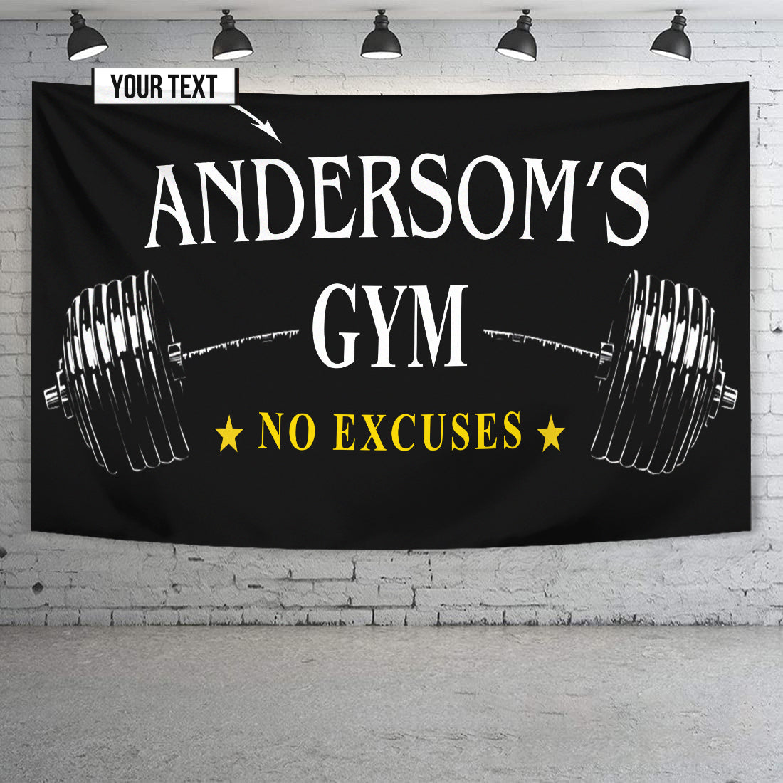 Personalised Gym, Home Gym Decor Barbell Vinyl Banner Flag 10544