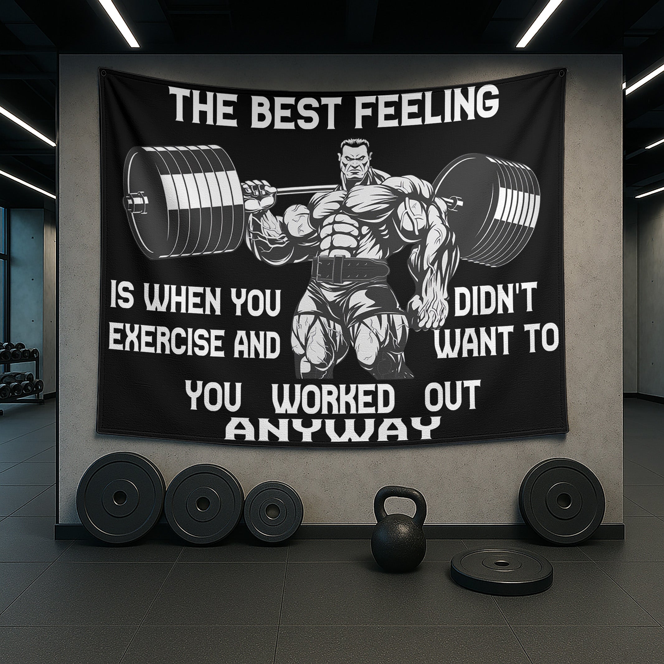 Home Gym Decor Flag Banner Tapestry Motivational Quotes The Best Feeling 10564
