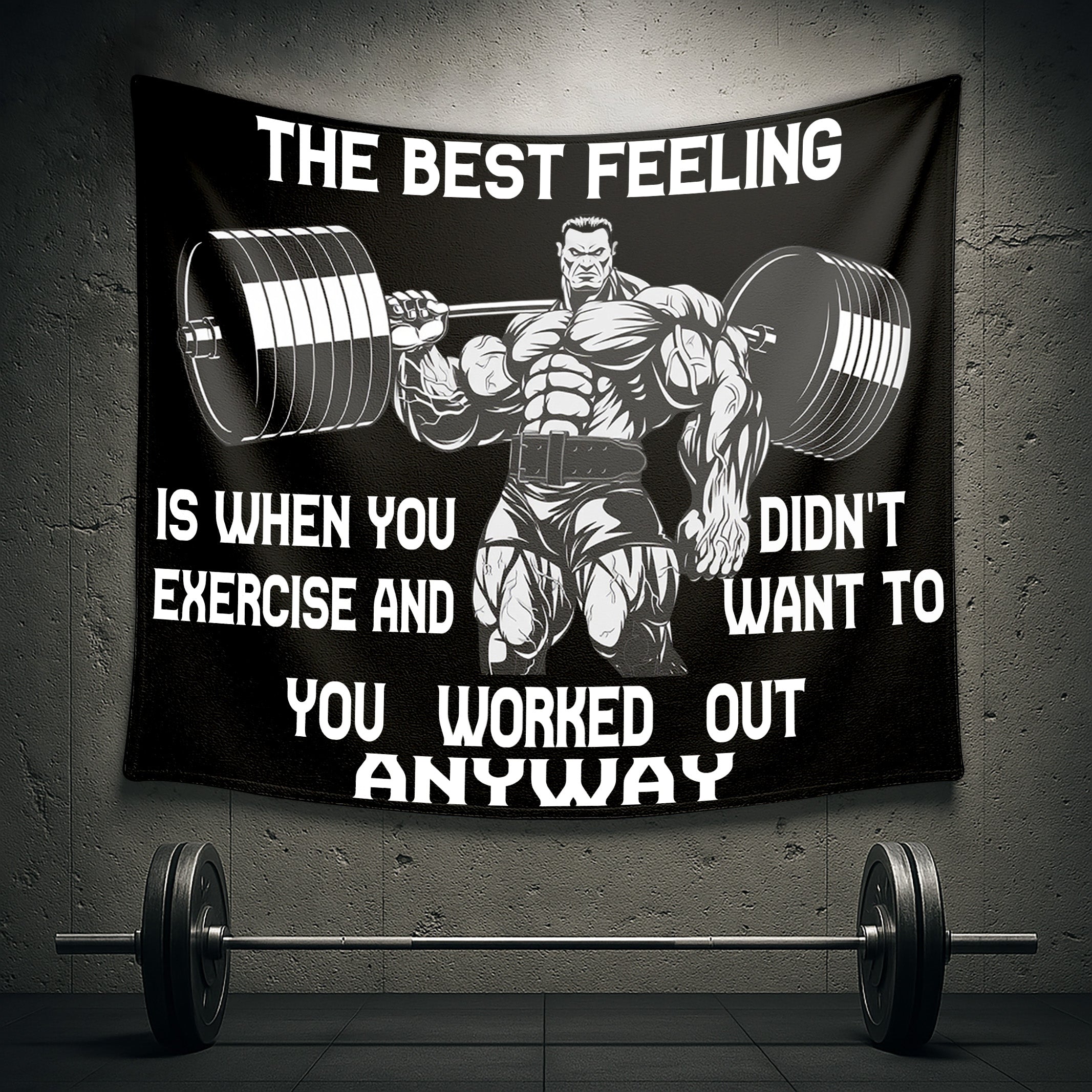 Home Gym Decor Flag Banner Tapestry Motivational Quotes The Best Feeling 10564