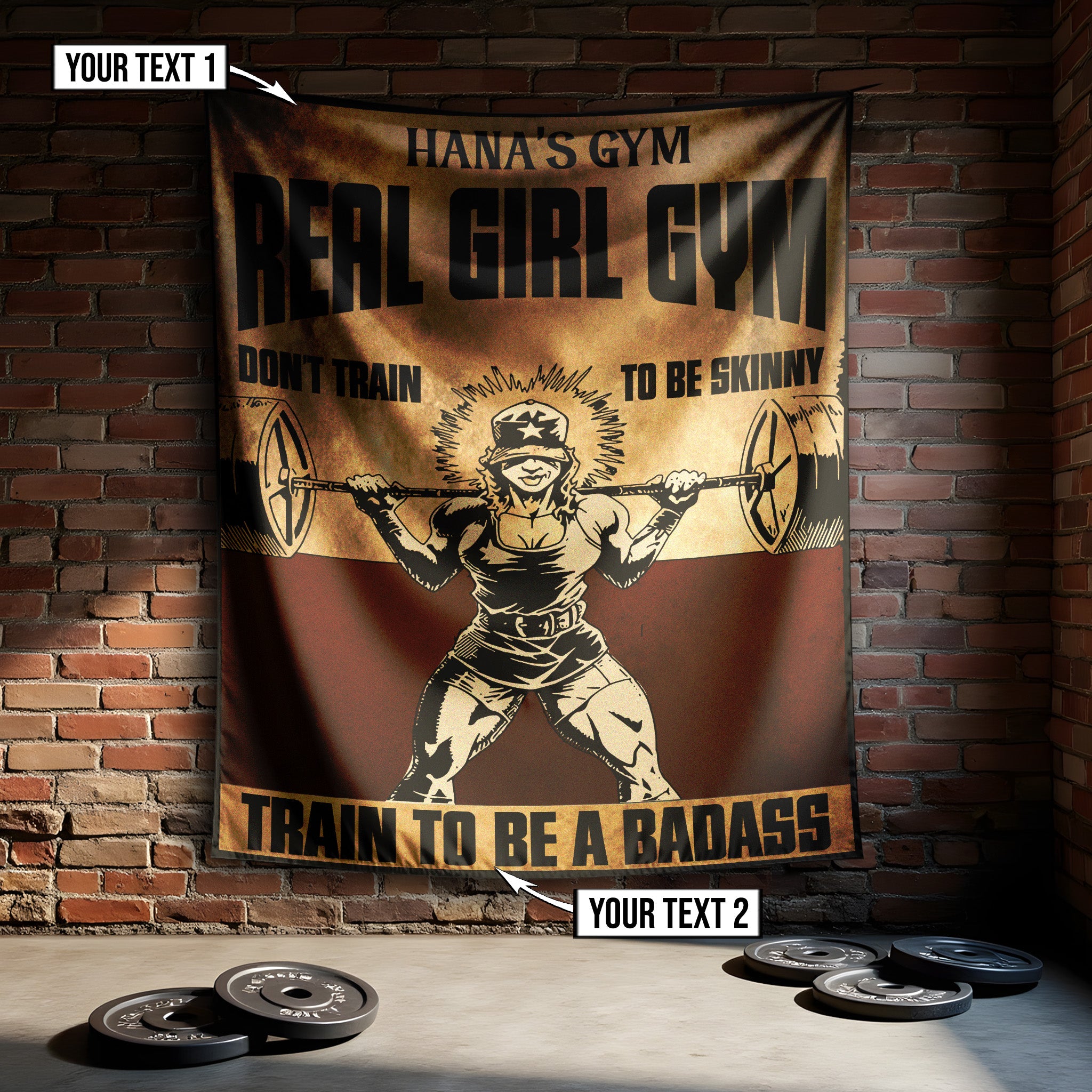 Personalized Fitness Girl Weightlifting Gym Banner Flag 10605