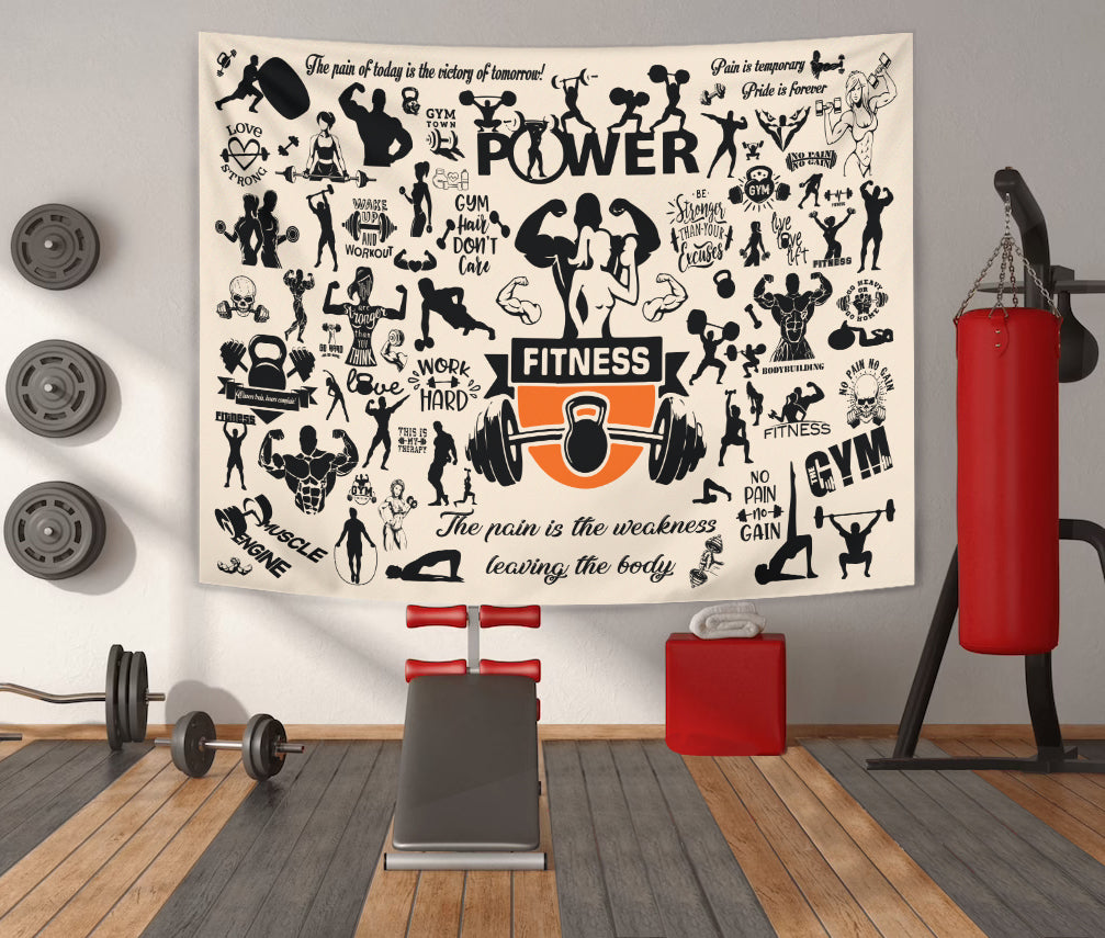 Banner Flag For Home Gym Decor Fitness Club Motivational Wall Art 10630