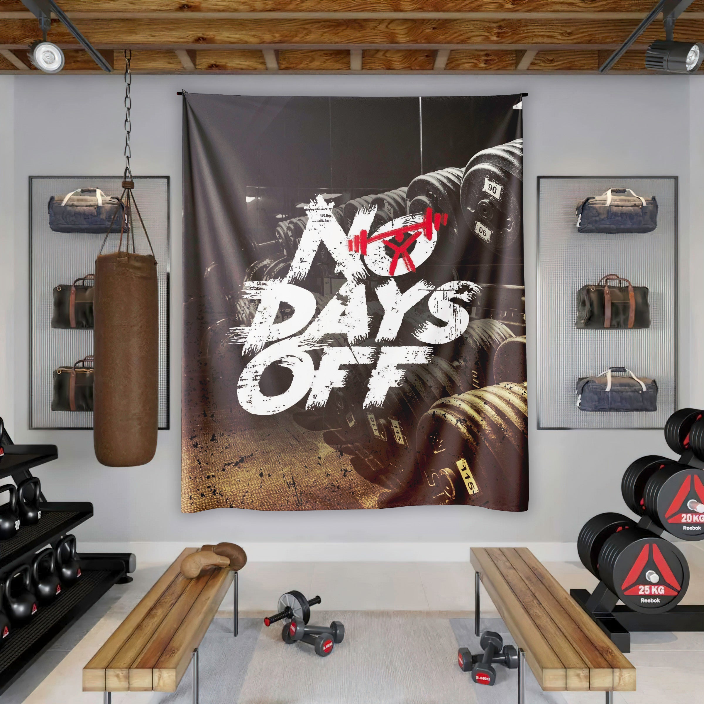 Motivational Quotes No Day Off Banner Flag For Home Gym Decor 10658