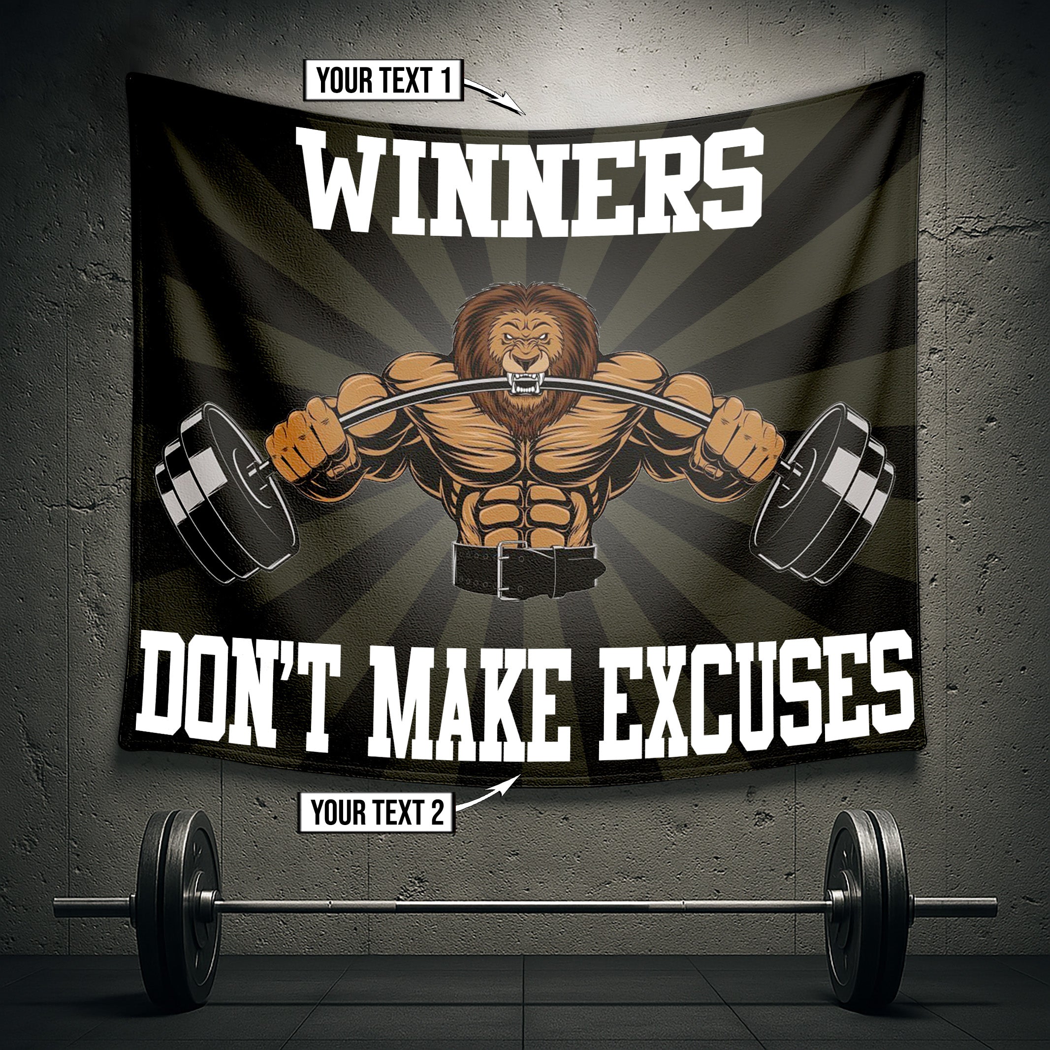 Home Gym Decor Wall Art Banner Flag Tapestry Lion 10821