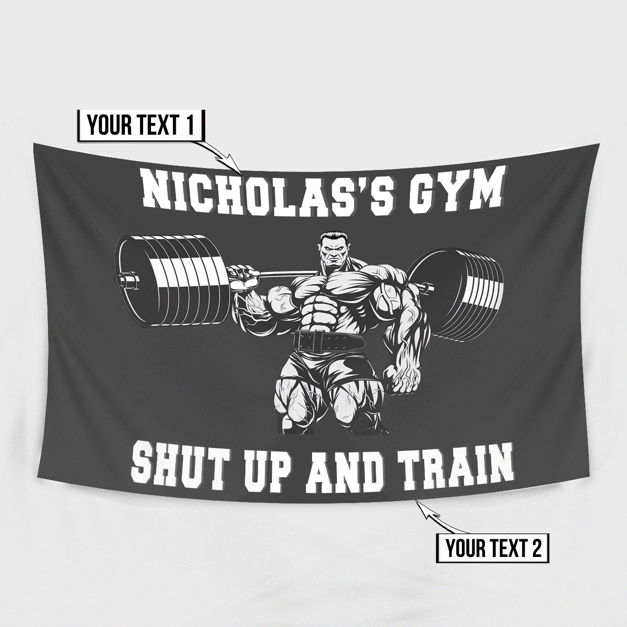 Personalized Bodybuilding Banner Flag Home Gym Decor Gym Gift Muscle Man 10850