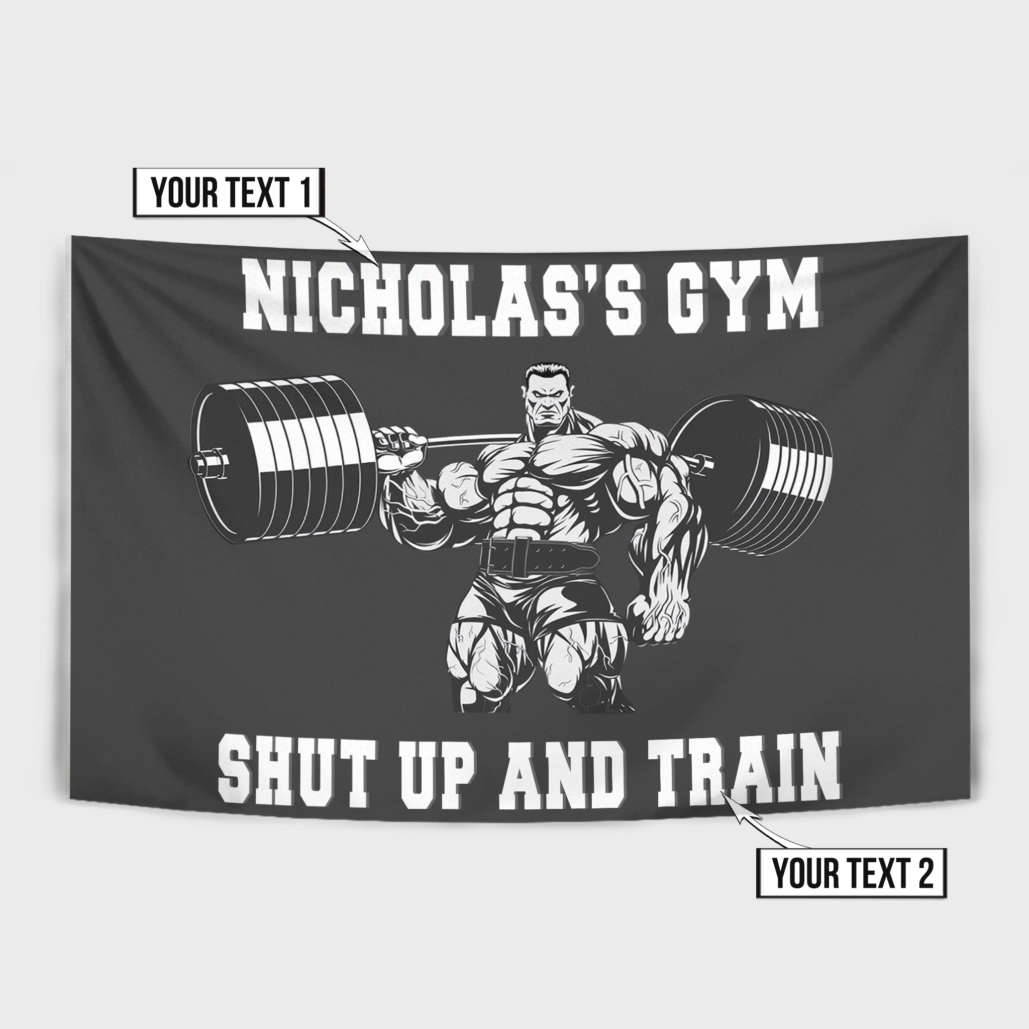 Personalized Bodybuilding Banner Flag Home Gym Decor Gym Gift Muscle Man 10850