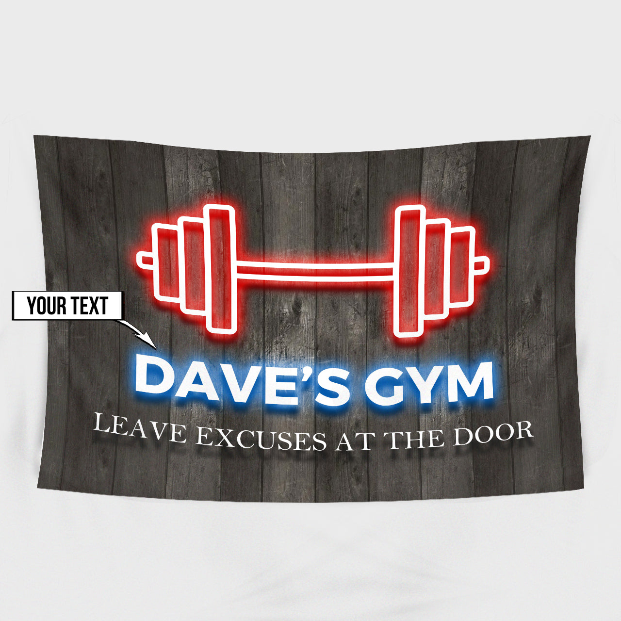 Gym Flag Banner Home Gym Decor Gym Wall Art Neon Effect 10903