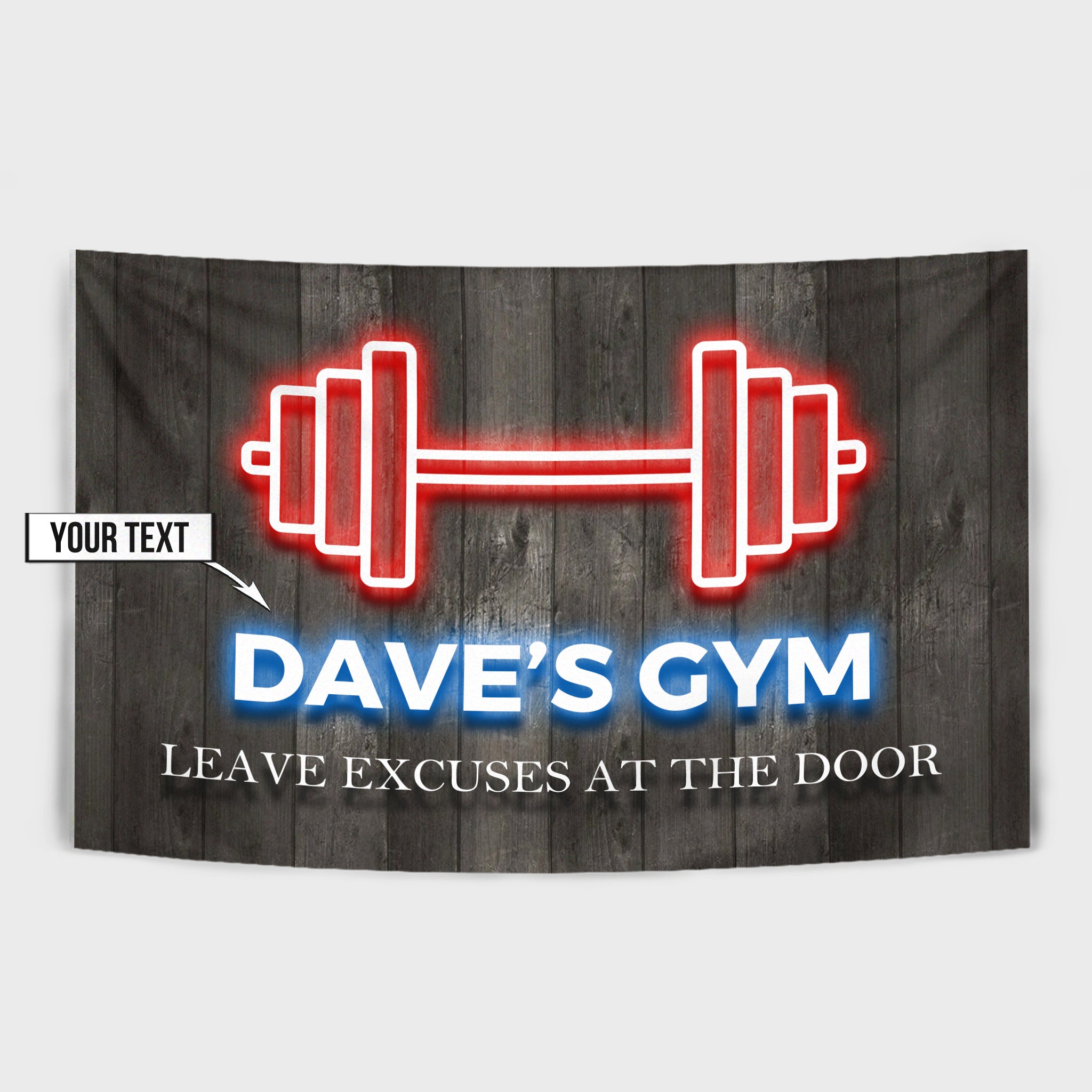 Gym Flag Banner Home Gym Decor Gym Wall Art Neon Effect 10903