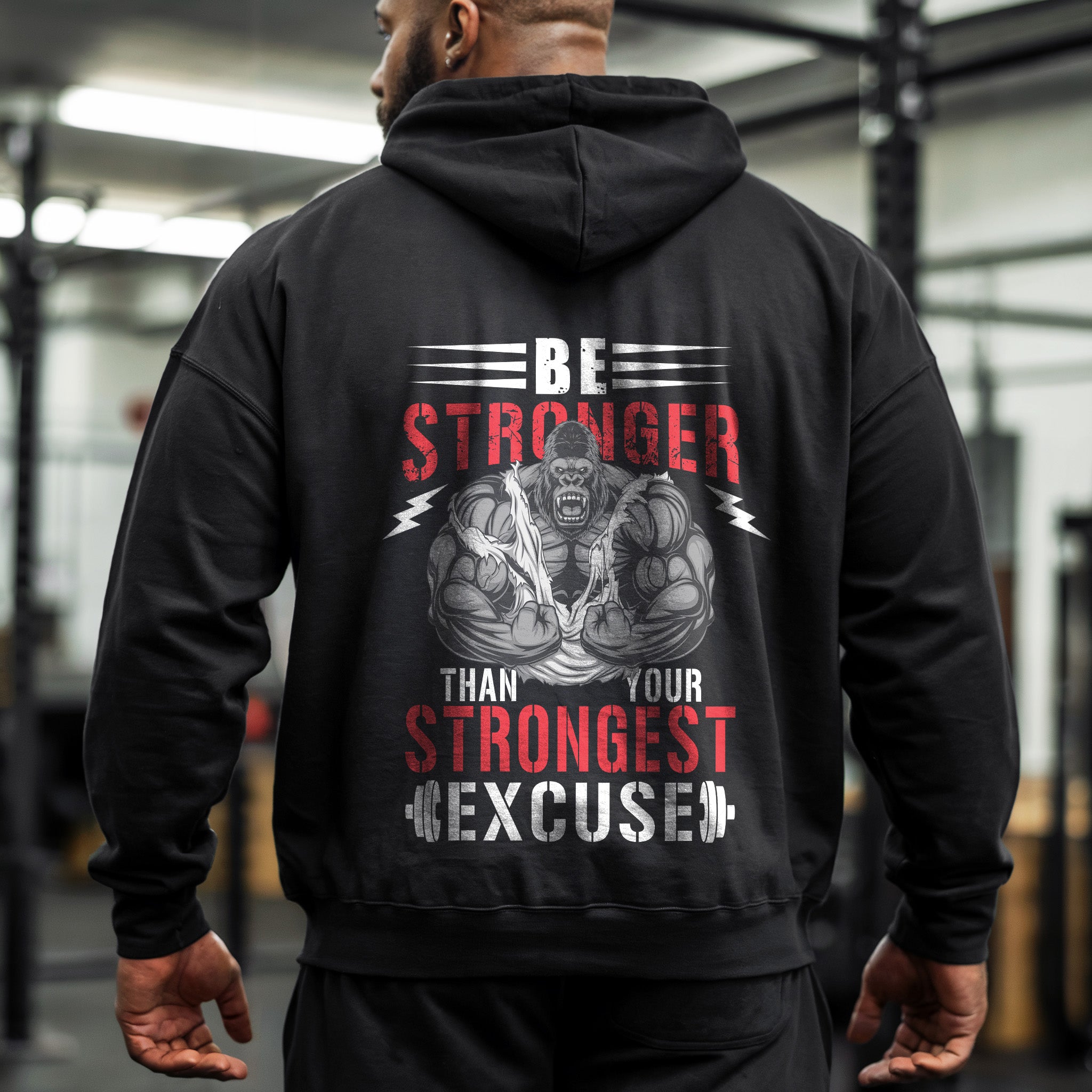 Gym Pump Cover Hoodie Muscle Gorilla Motivational Quotes Saying 11046