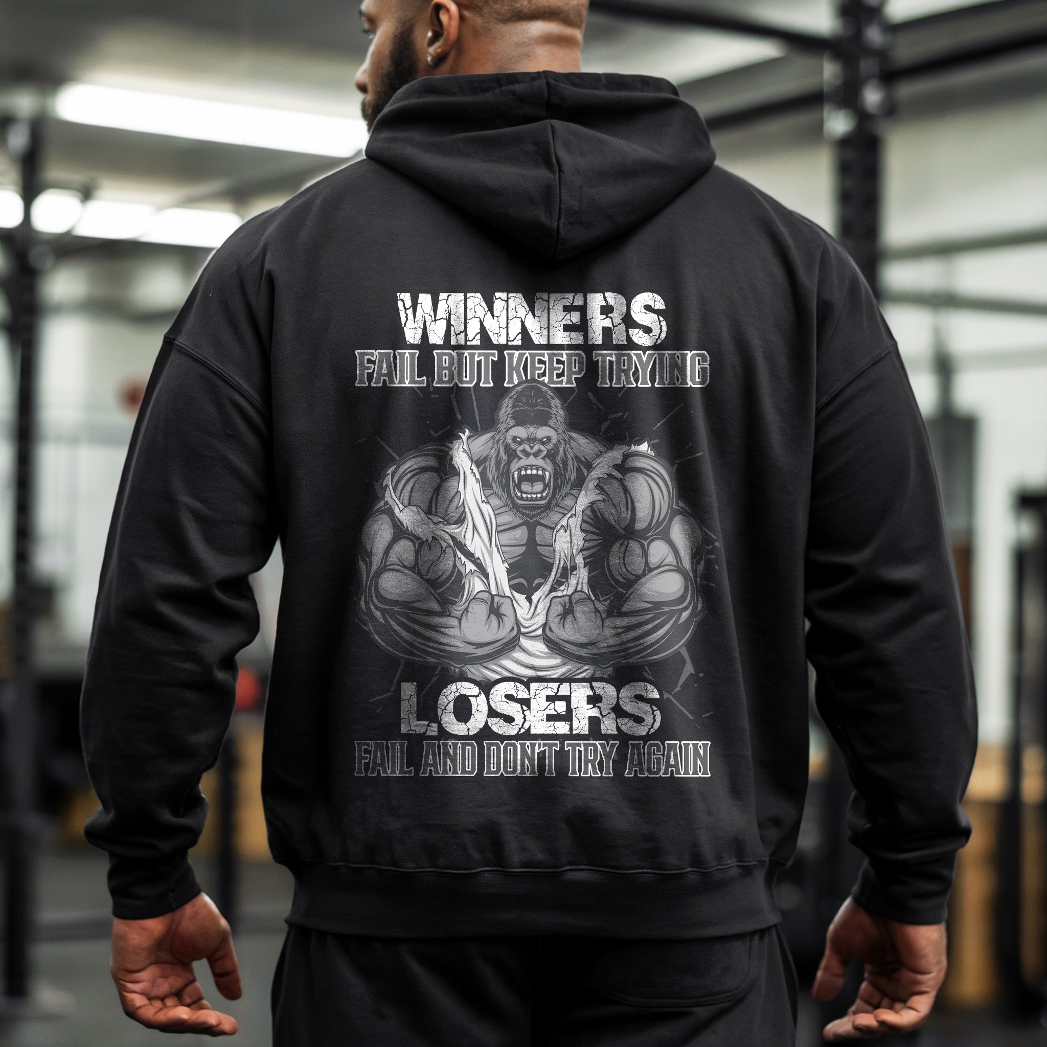 Gorilla Gym Hoodie Weightlifting Shirt Bodybuilding Motivation 11063