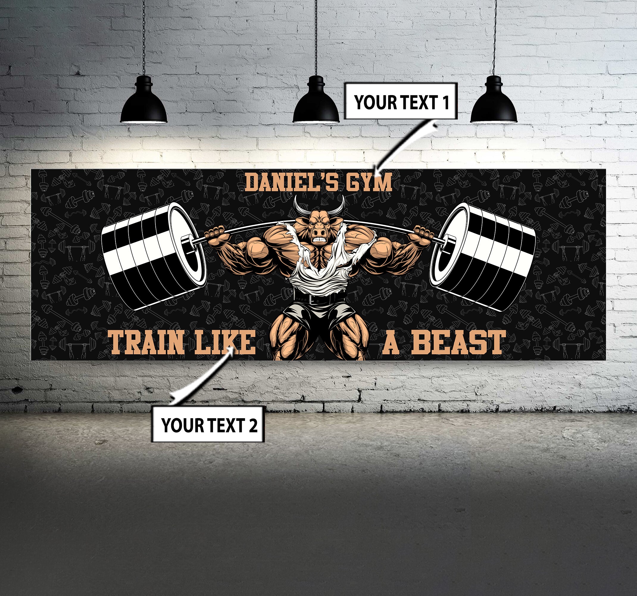 Home Gym Horizontal Banner Customized Train Like a Beast Weightlifting 11166