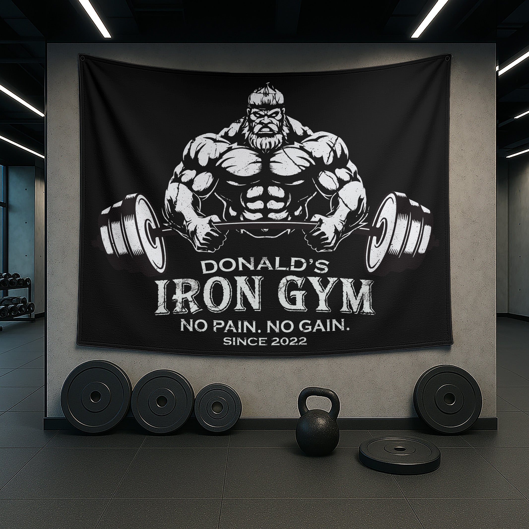 Personalized Home Gym Flag Iron Viking 11185