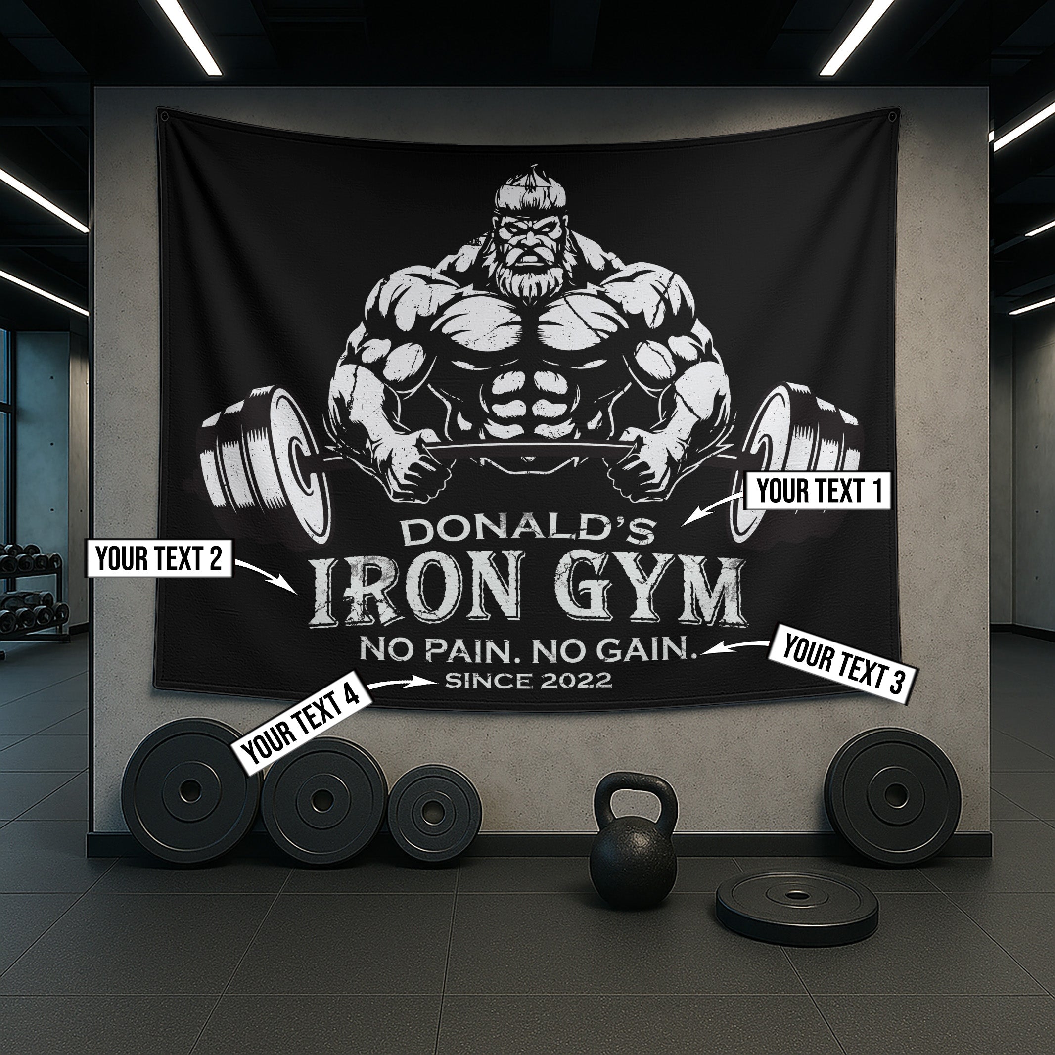 Personalized Home Gym Flag Iron Viking 11185