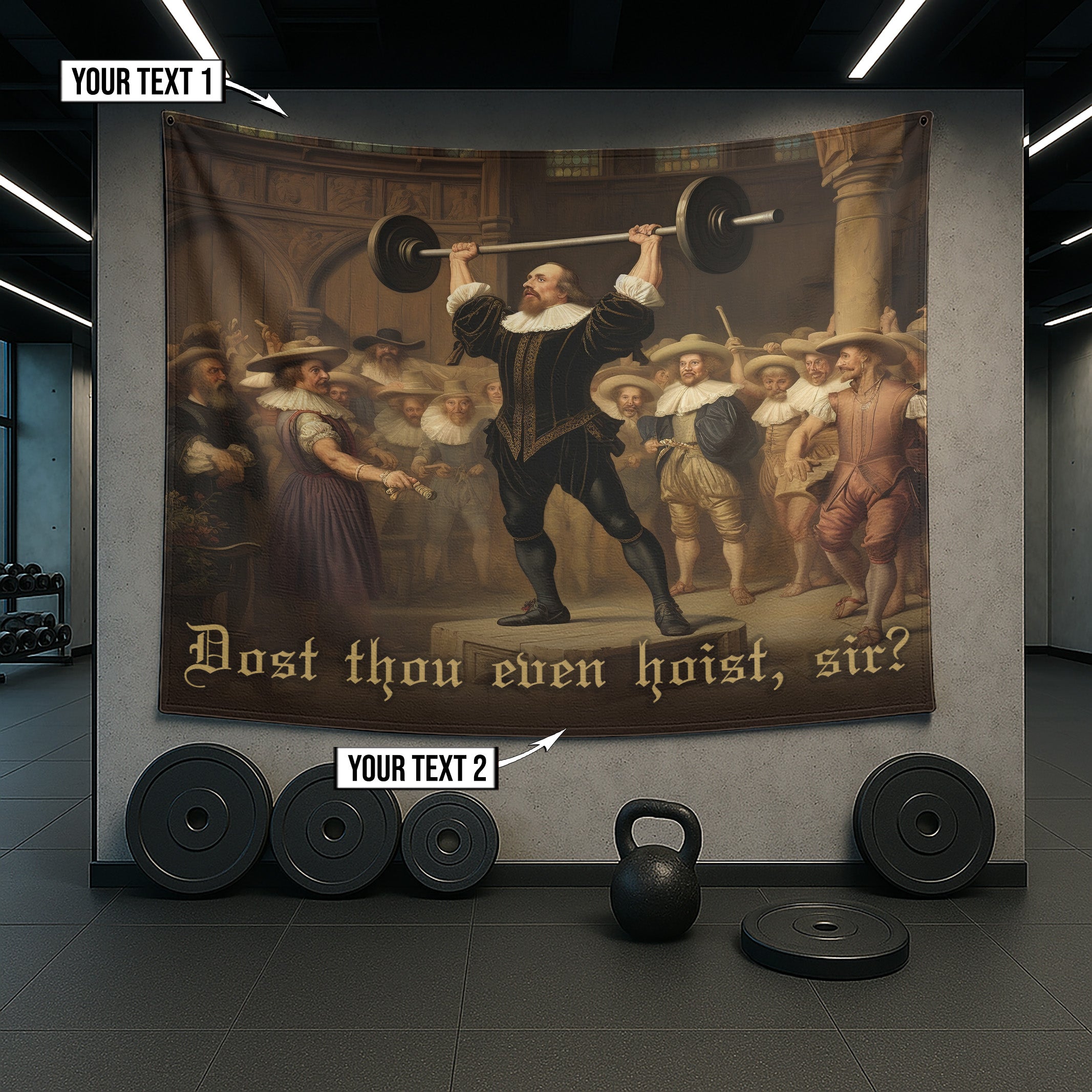 Funny Gym Flag Banner 16th Century Deadlift Dost Thou Even Hoist Sir 11261