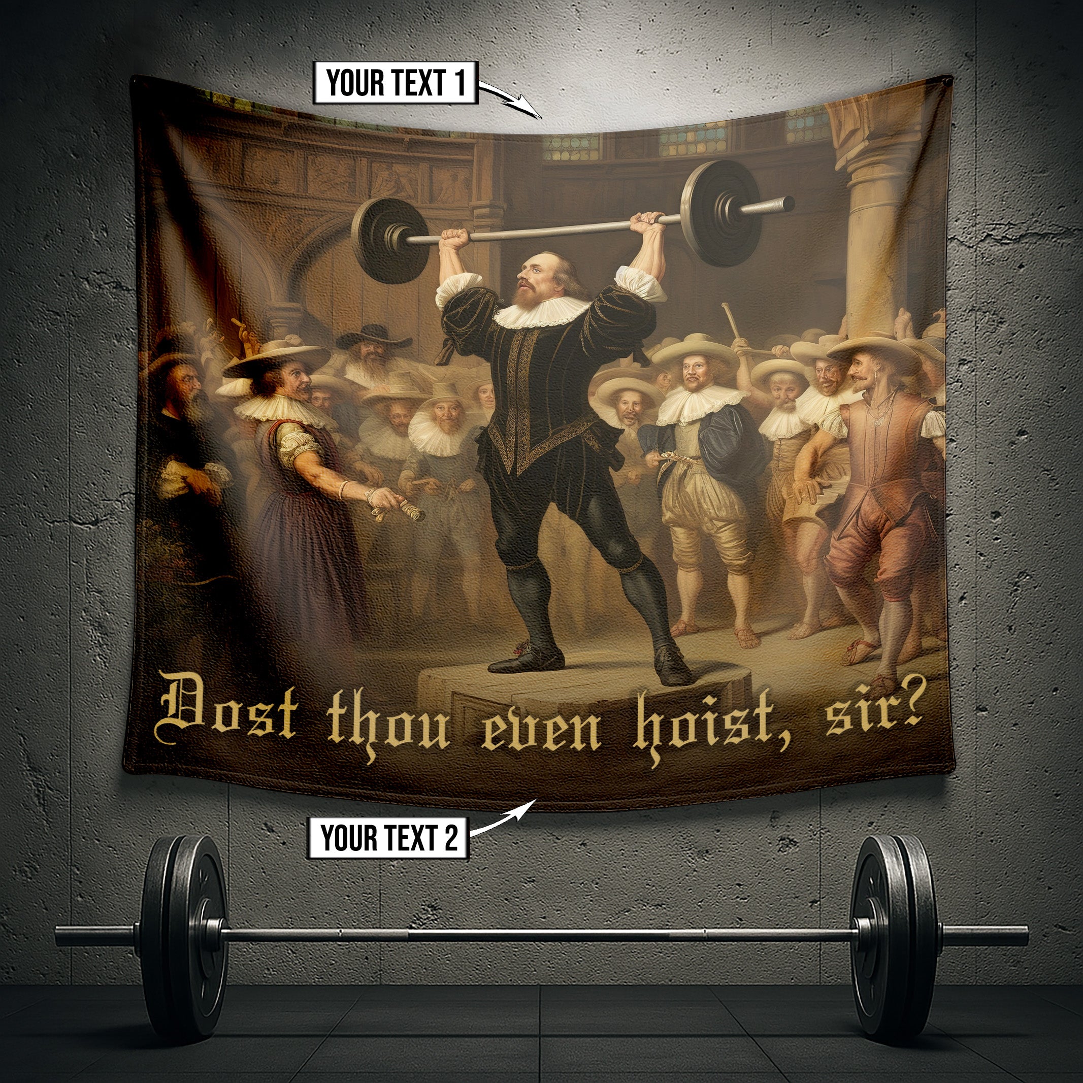 Funny Gym Flag Banner 16th Century Deadlift Dost Thou Even Hoist Sir 11261