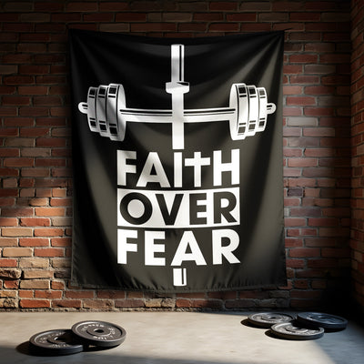Faith Over Fear Dumbbell Cross Gym Flag 11283