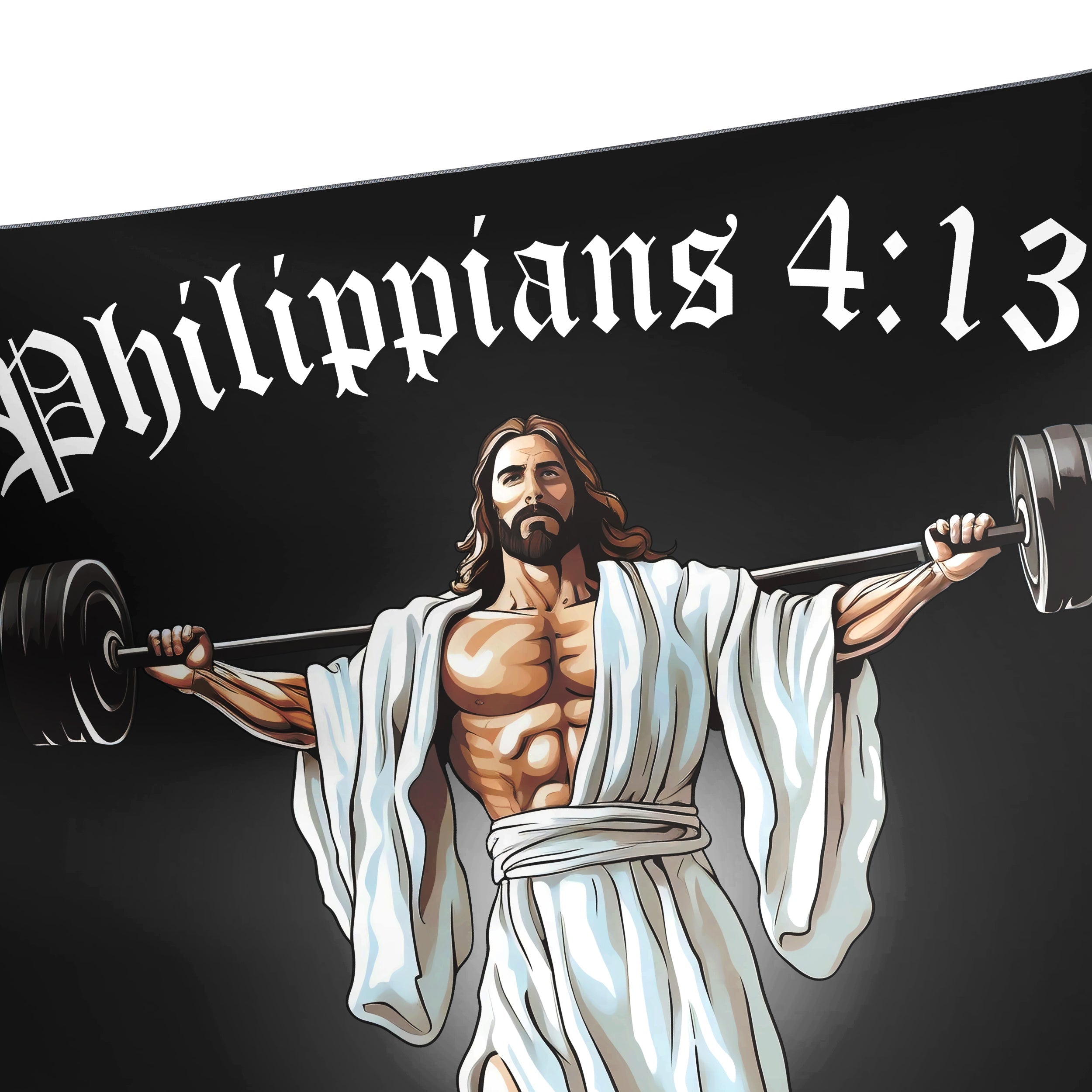 Philippians 4:13 Jesus and Barbell Gym Flag 11284