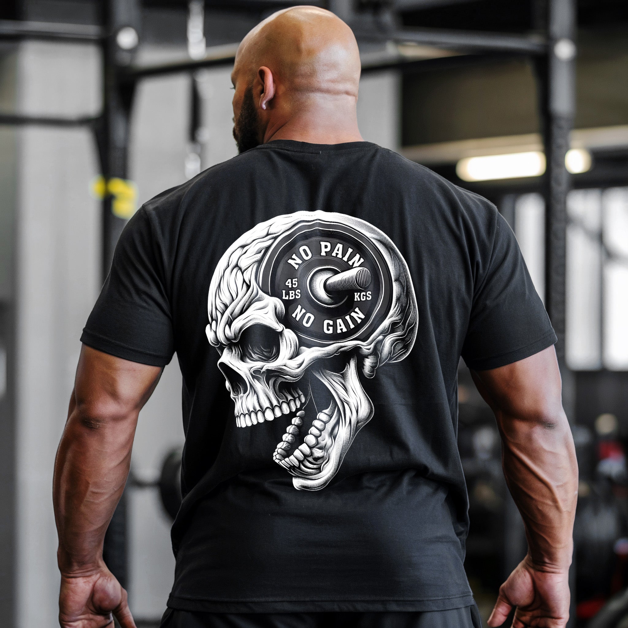 Skull with Weight Lifting Mind Gym T-shirt 11311