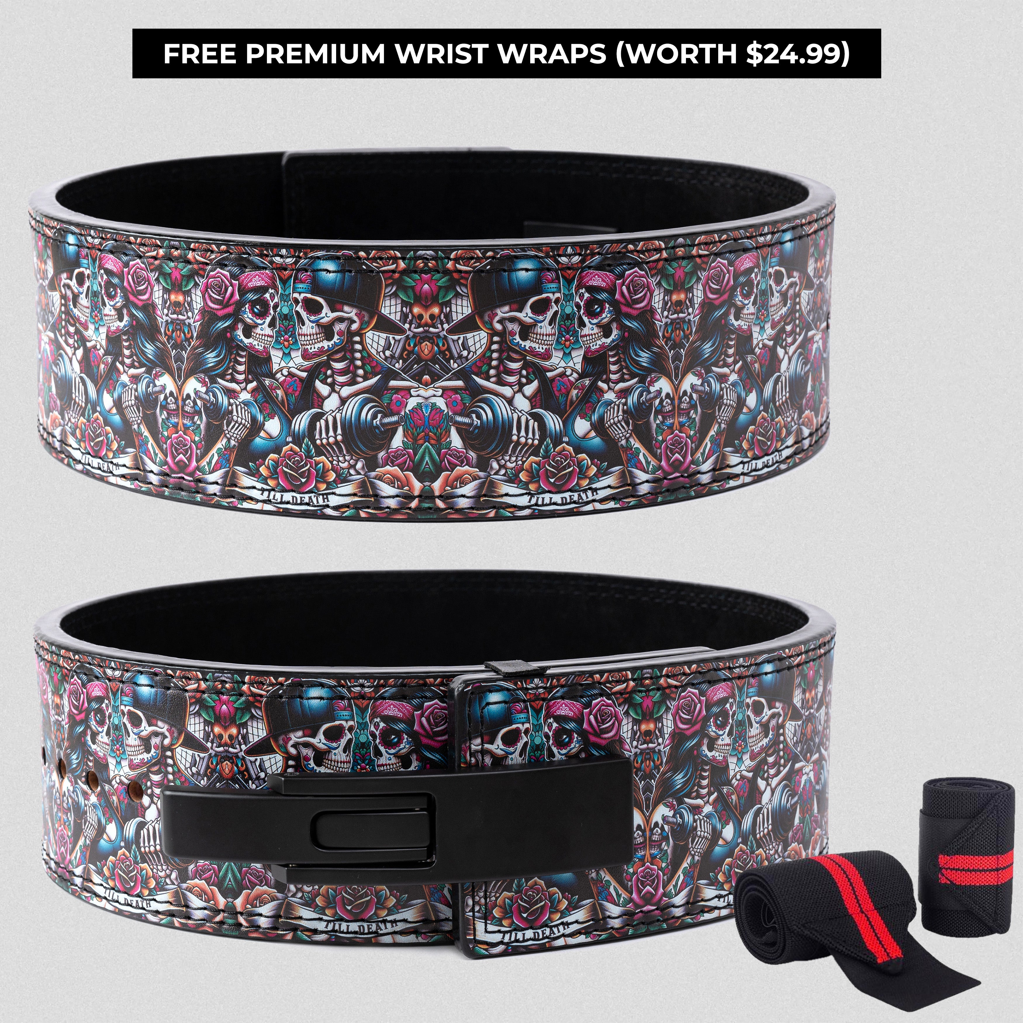 Til Death We Lift - Couple's Tattoo Style Powerlifting Belt 11328