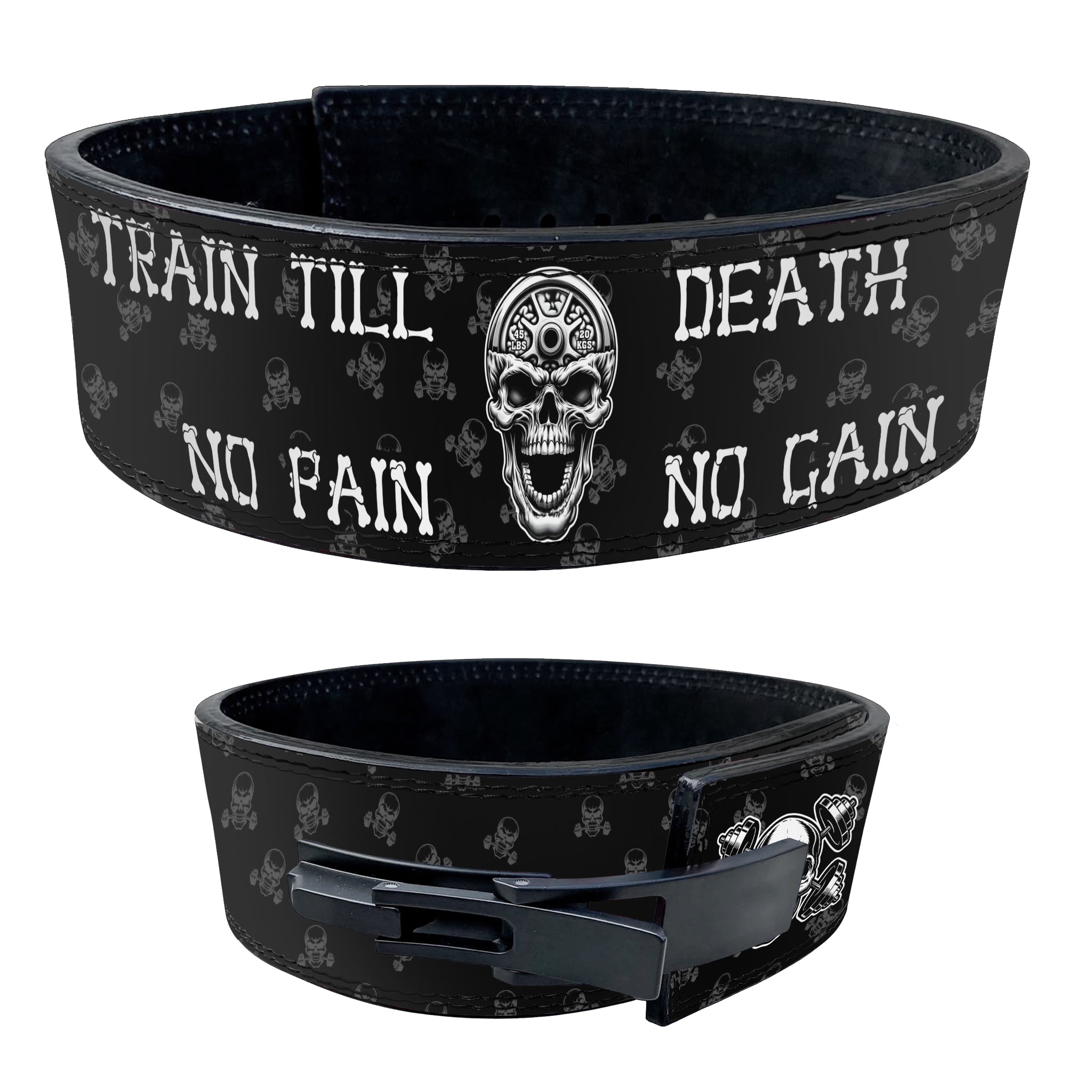 Personalized Skull Weight Lifting Belt Train Till Death 11331
