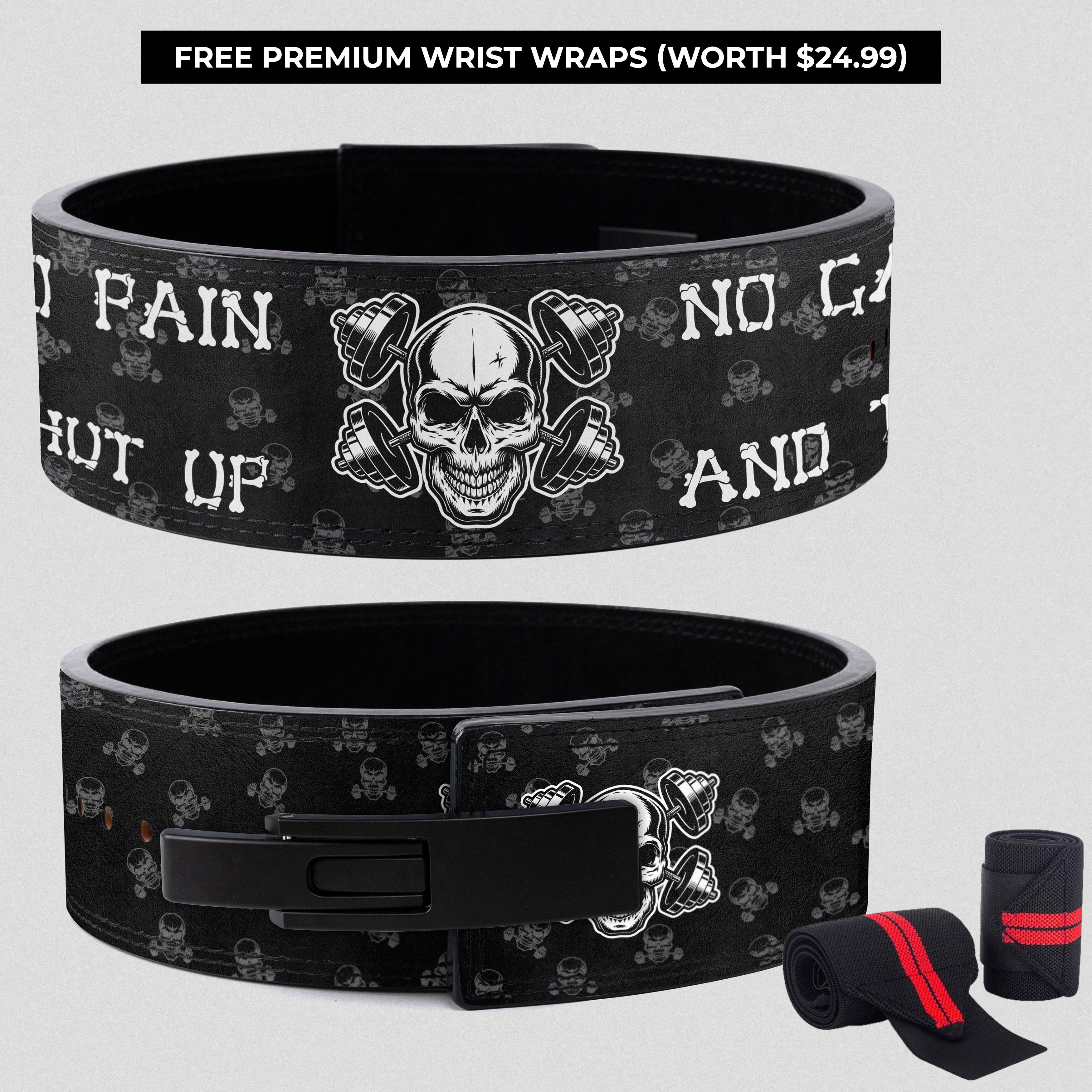 Personalized Skull Weight Lifting Belt Motivation Quotes 11332