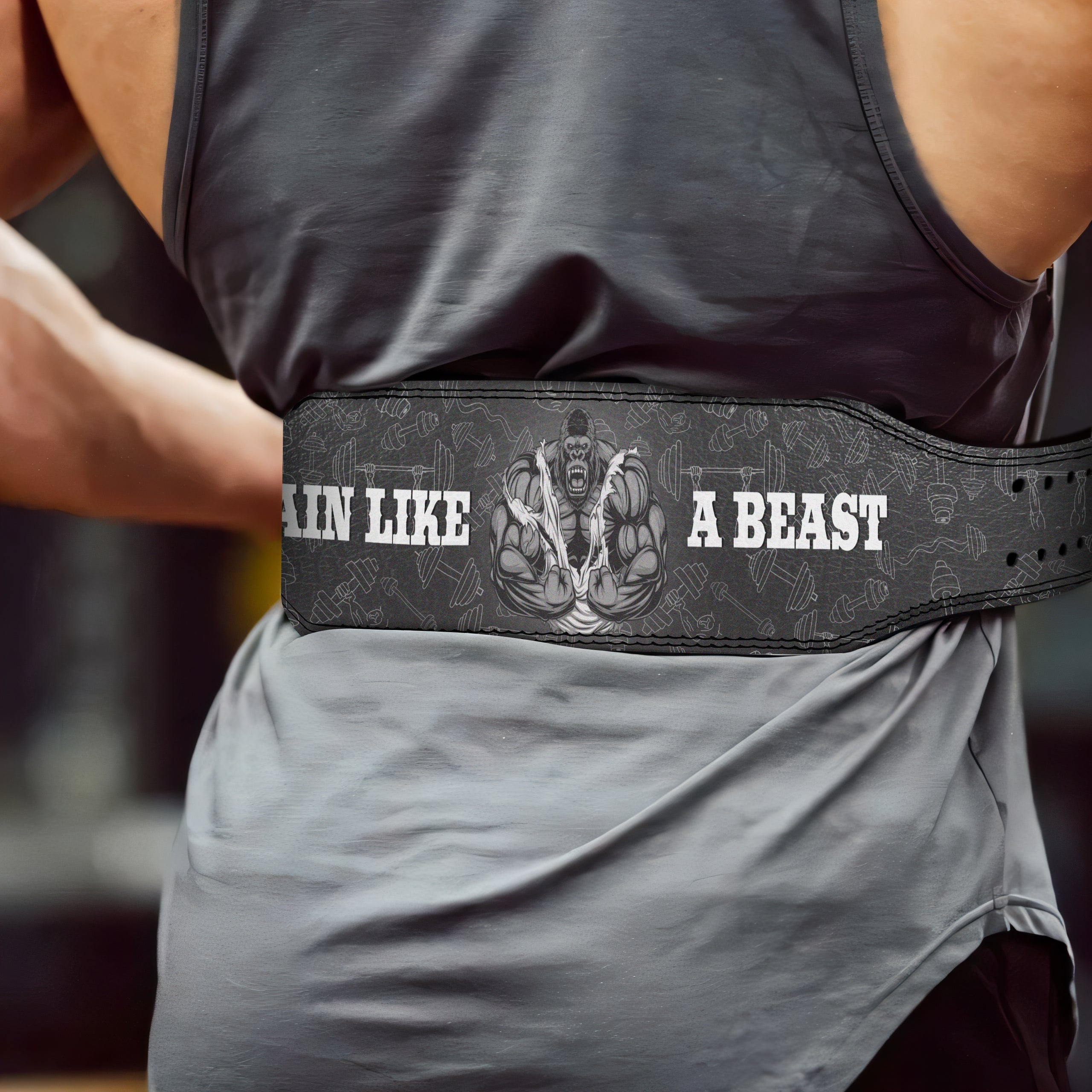 Custom Prong Belt Gorilla Weight Lifting Belt Train Like a Beast 11351