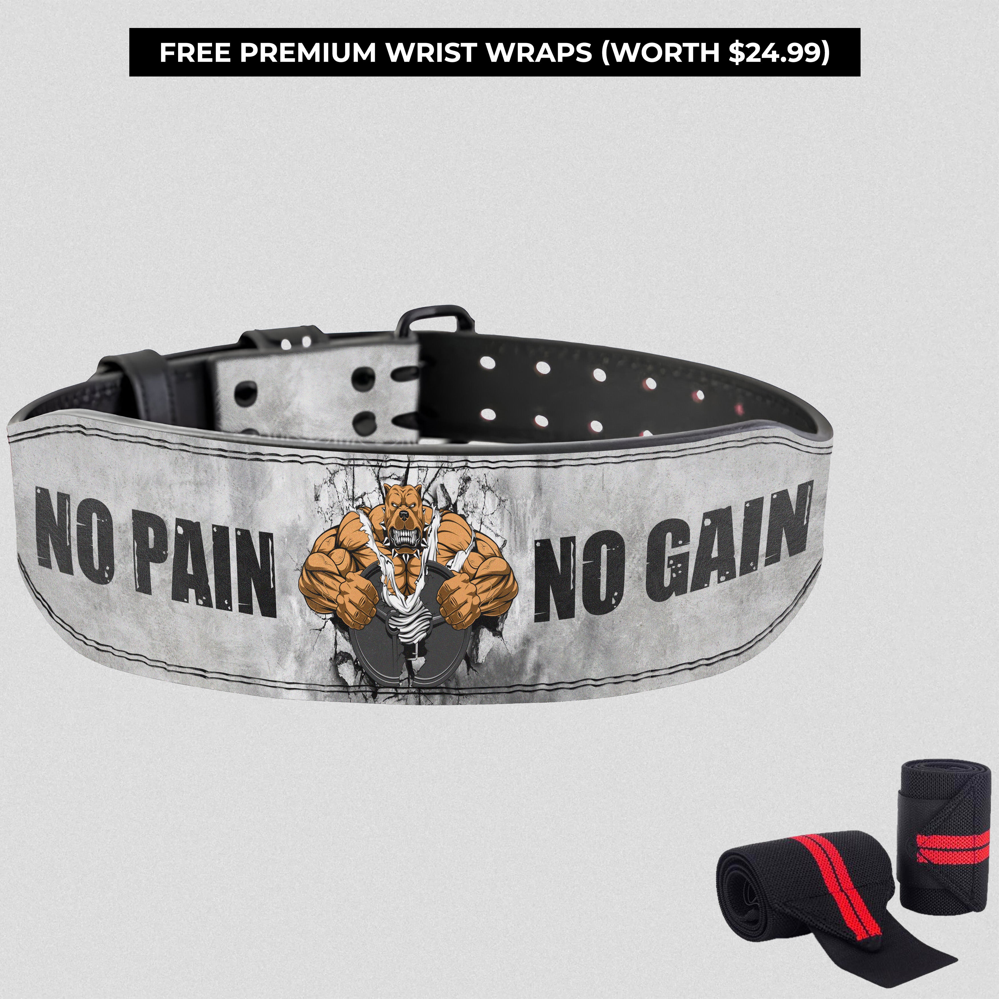 Iron Bulldog Customizable Prong Lifting Belt No Pain No Gain 11353