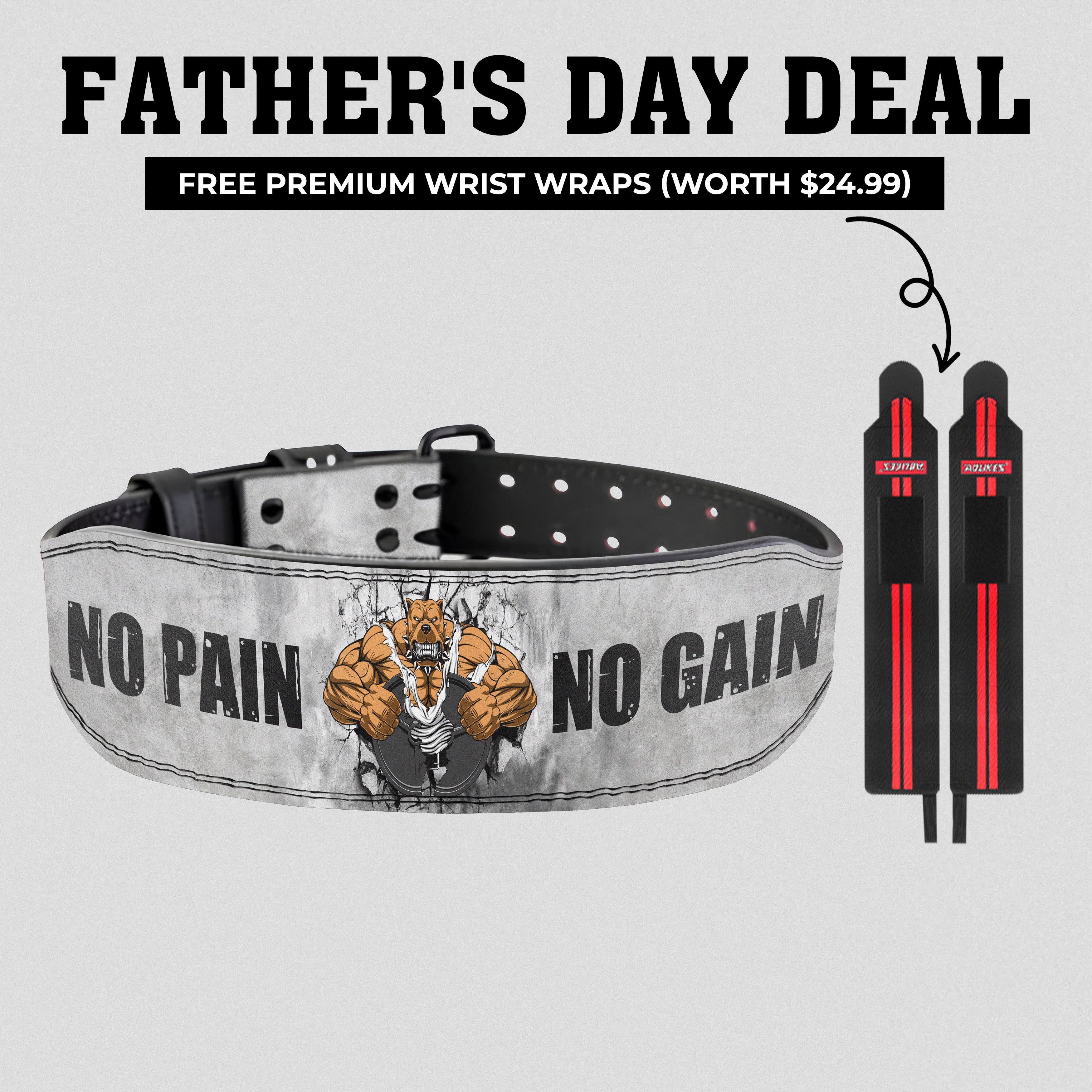 Custom Prong Lifting Belt Bulldog No Pain No Gain 11353
