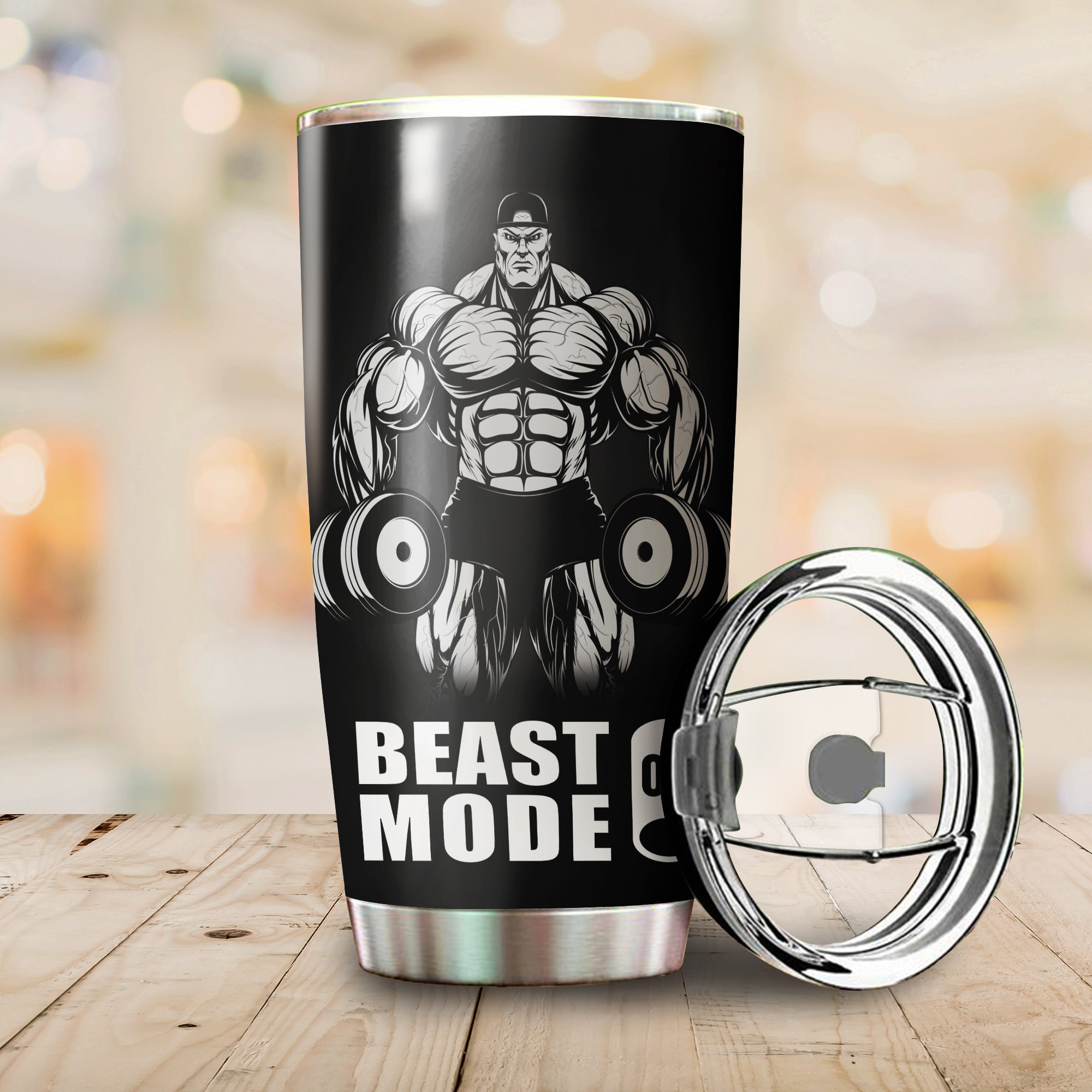 Muscle Man Beast Mode Gym Tumbler Workout Gifts 11365