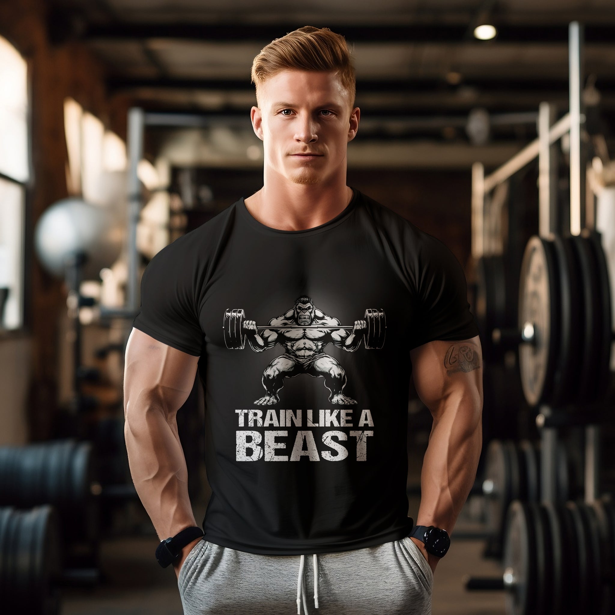 Gym T-shirt Muscle Gorilla Train Like a Beast 11370