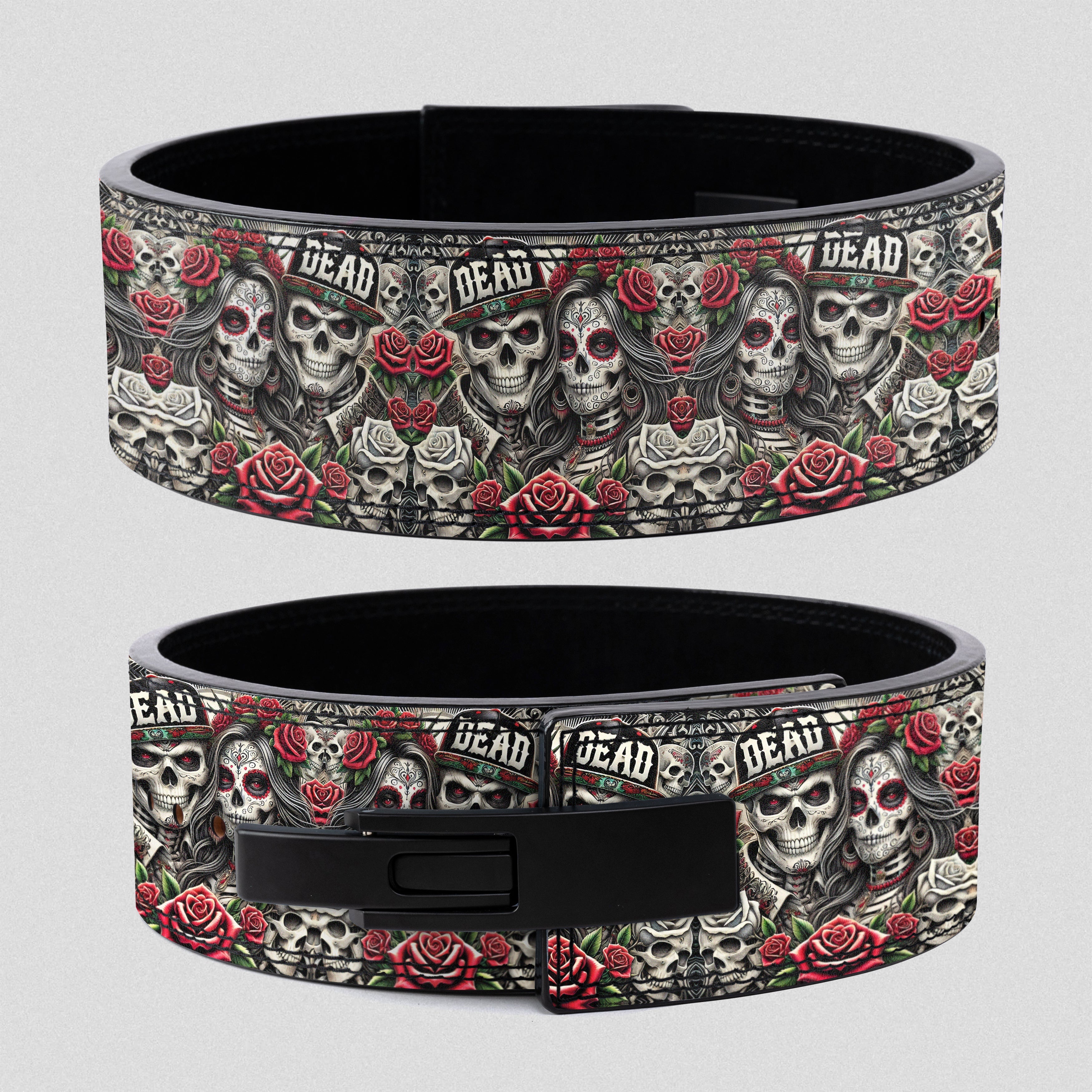 Day of the Dead Couple Skull Lever Lifting Belt 11376