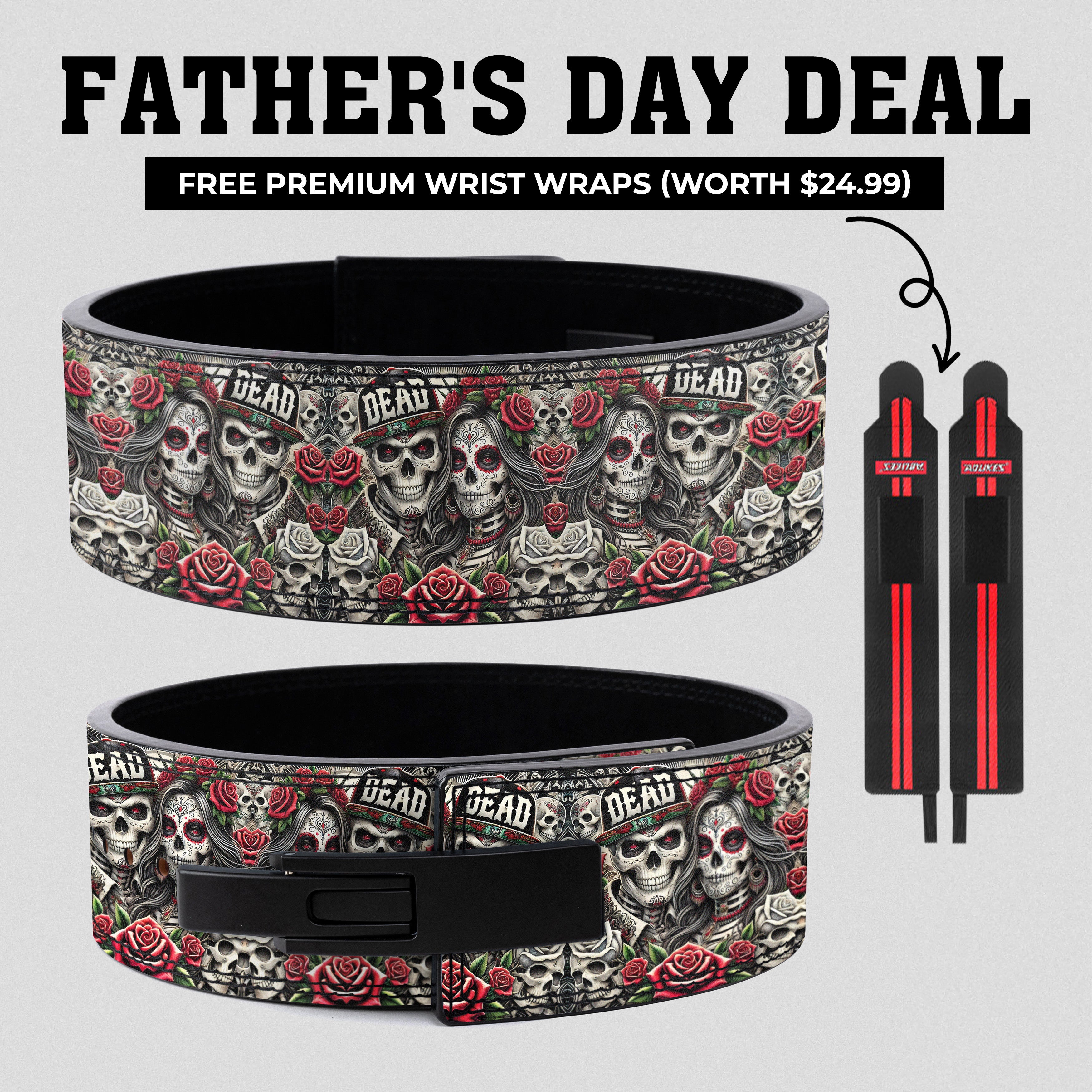 Day of the Dead Couple Skull Lever Lifting Belt 11376