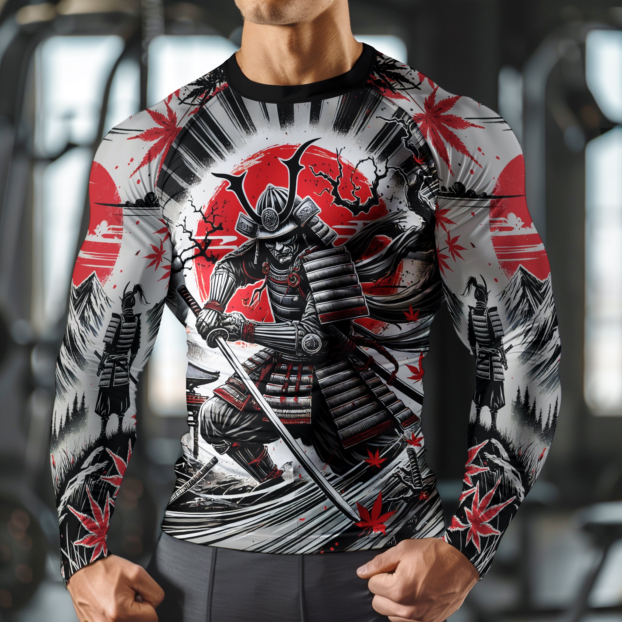 Samurai Warrior Compression Shirt Rash Guard Japanese Art 11383