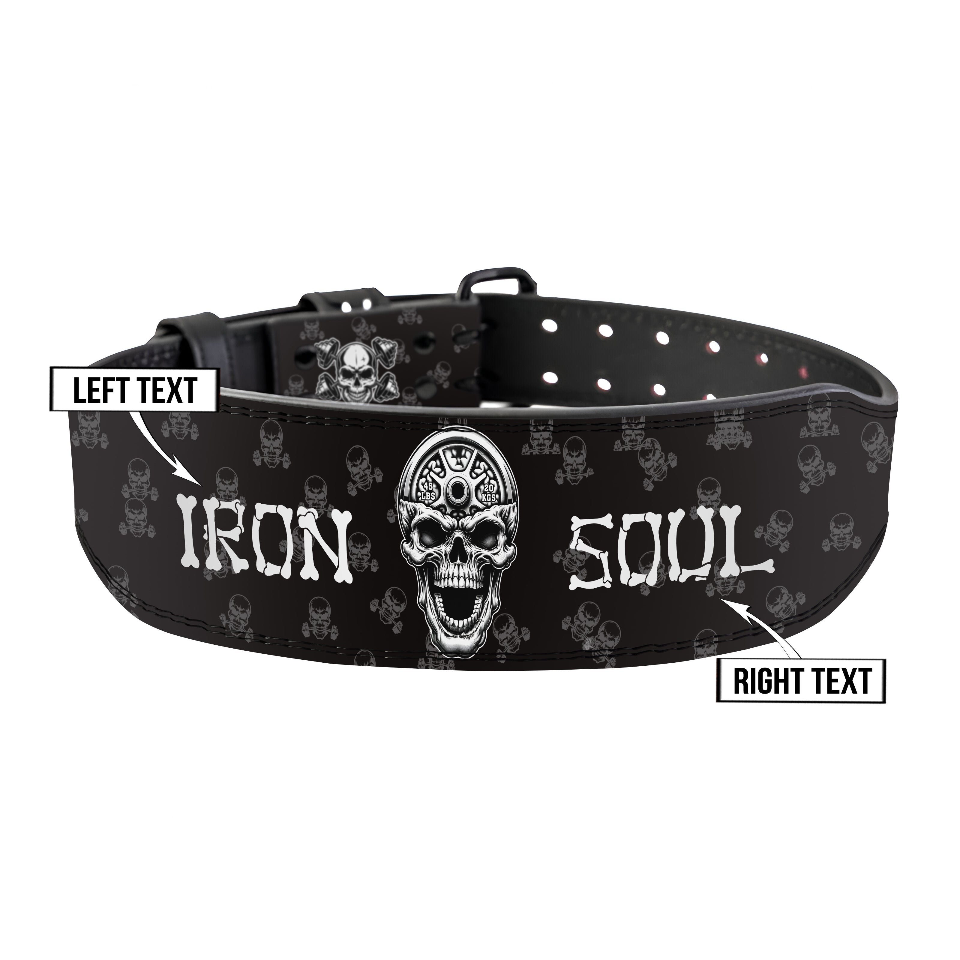 Iron Soul Lifting Belt – Skull Design Prong Buckle Belt 11396