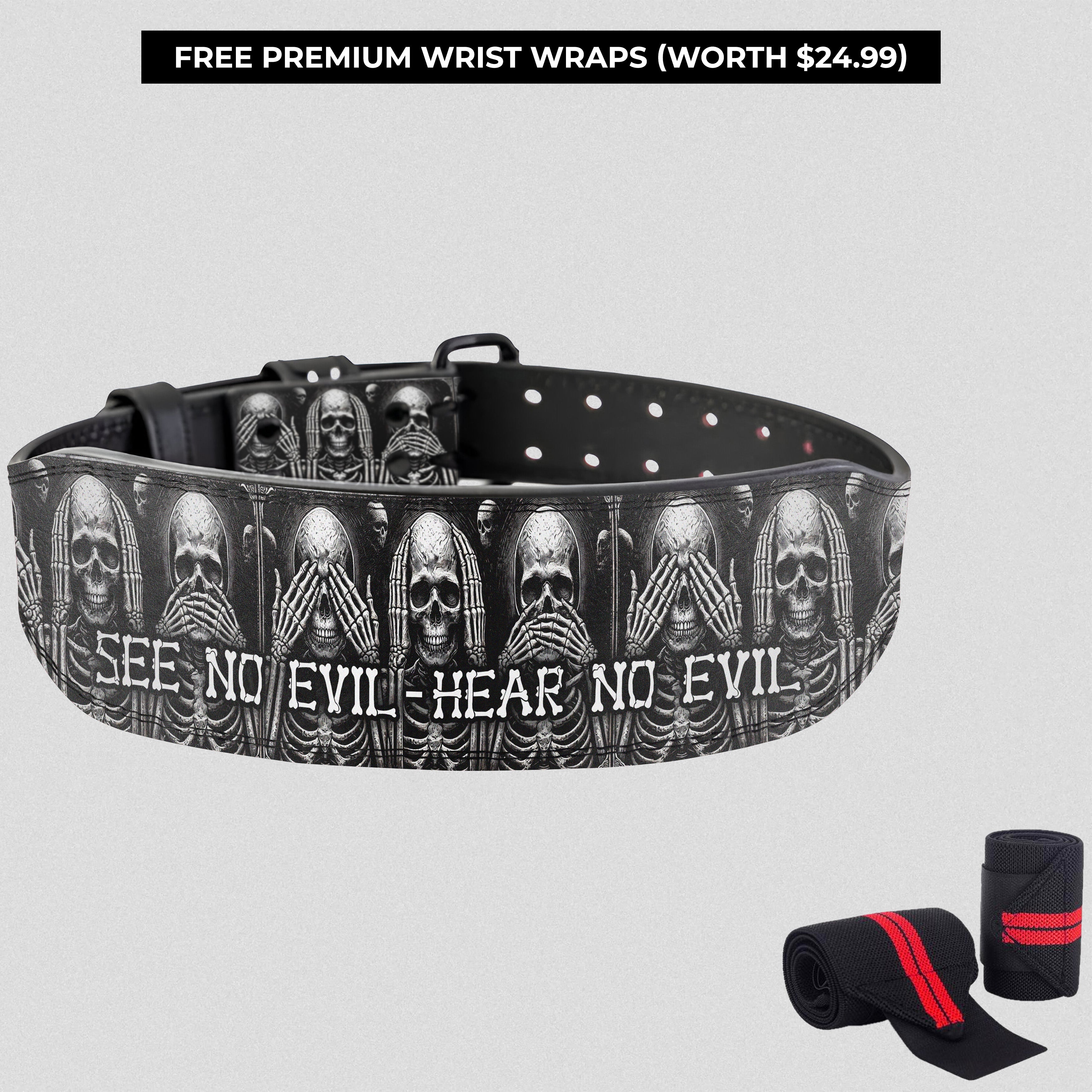See No Evil, Hear No Evil, Speak No Evil Prong Lifting Belt 11397