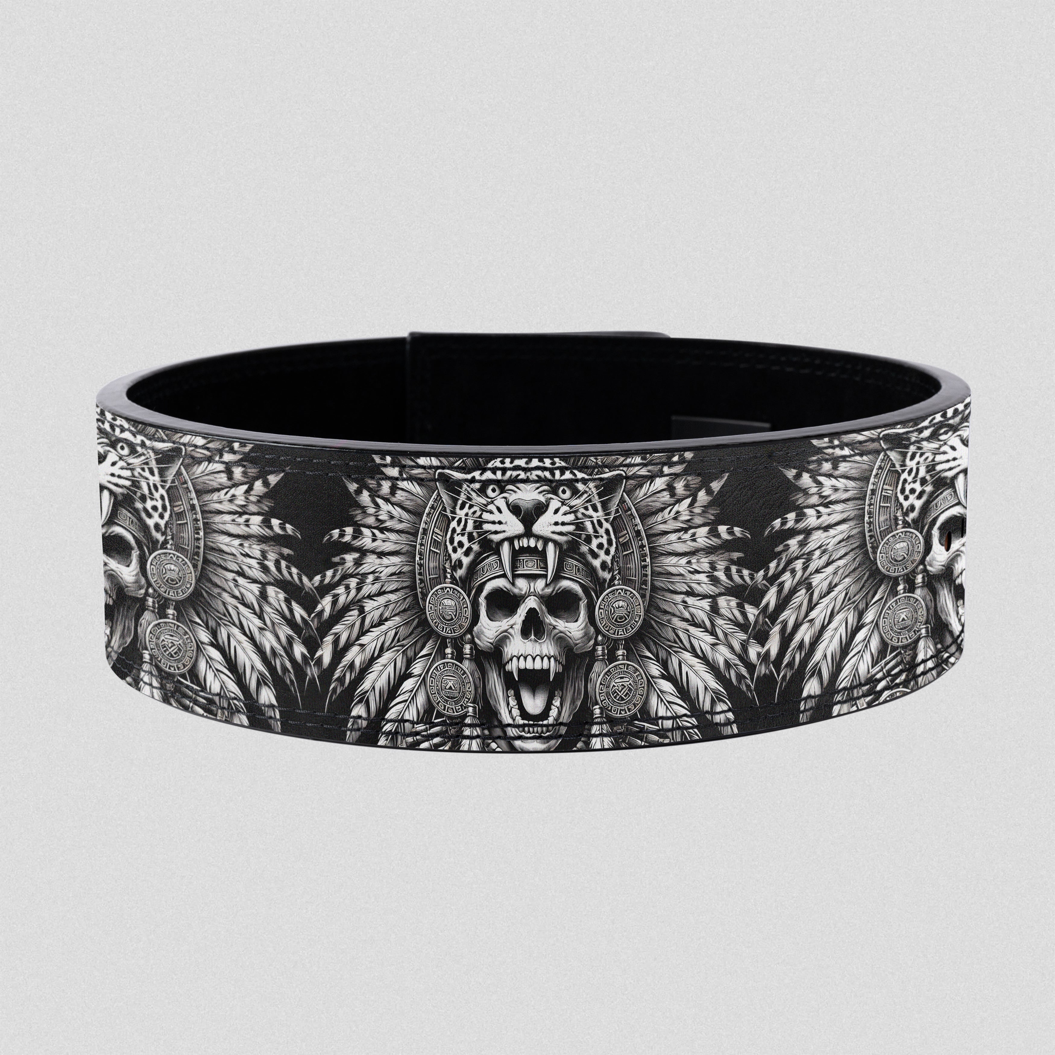 Personalized Jaguar Warrior Aztec Skull Lifting Belt