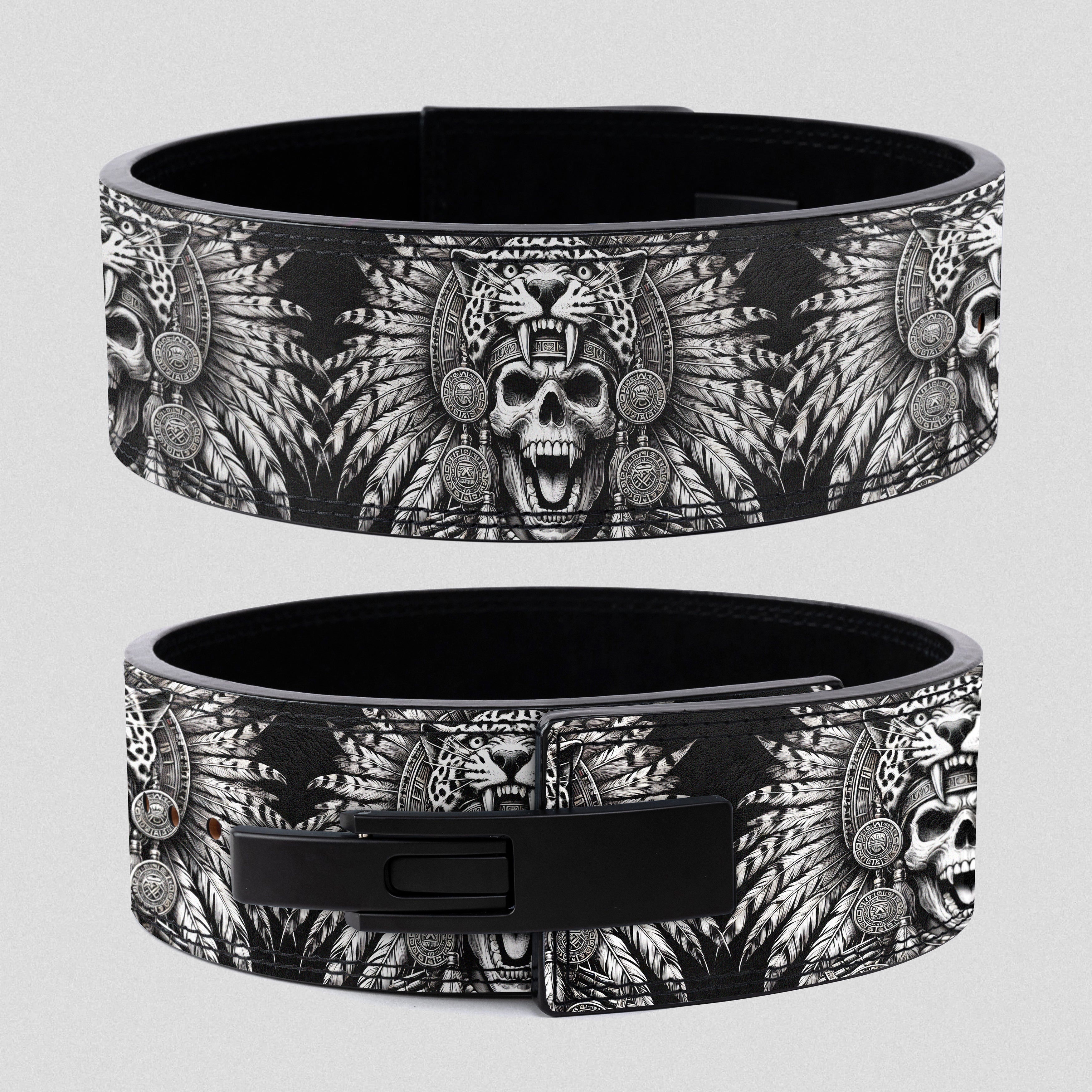 Personalized Jaguar Warrior Aztec Skull Lifting Belt