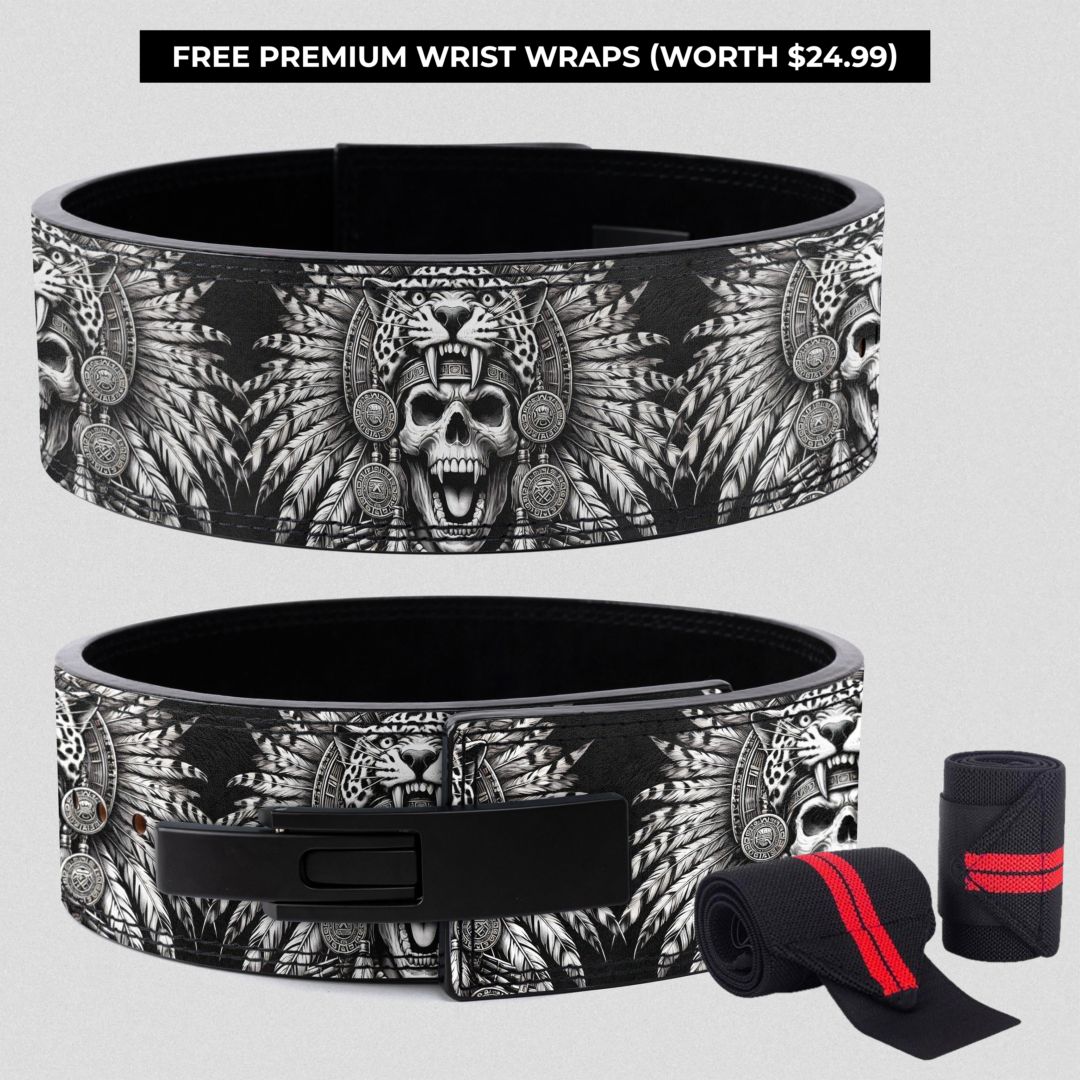 Savage Aztec Jaguar Warrior - Customizable Powerlifting Belt 11399