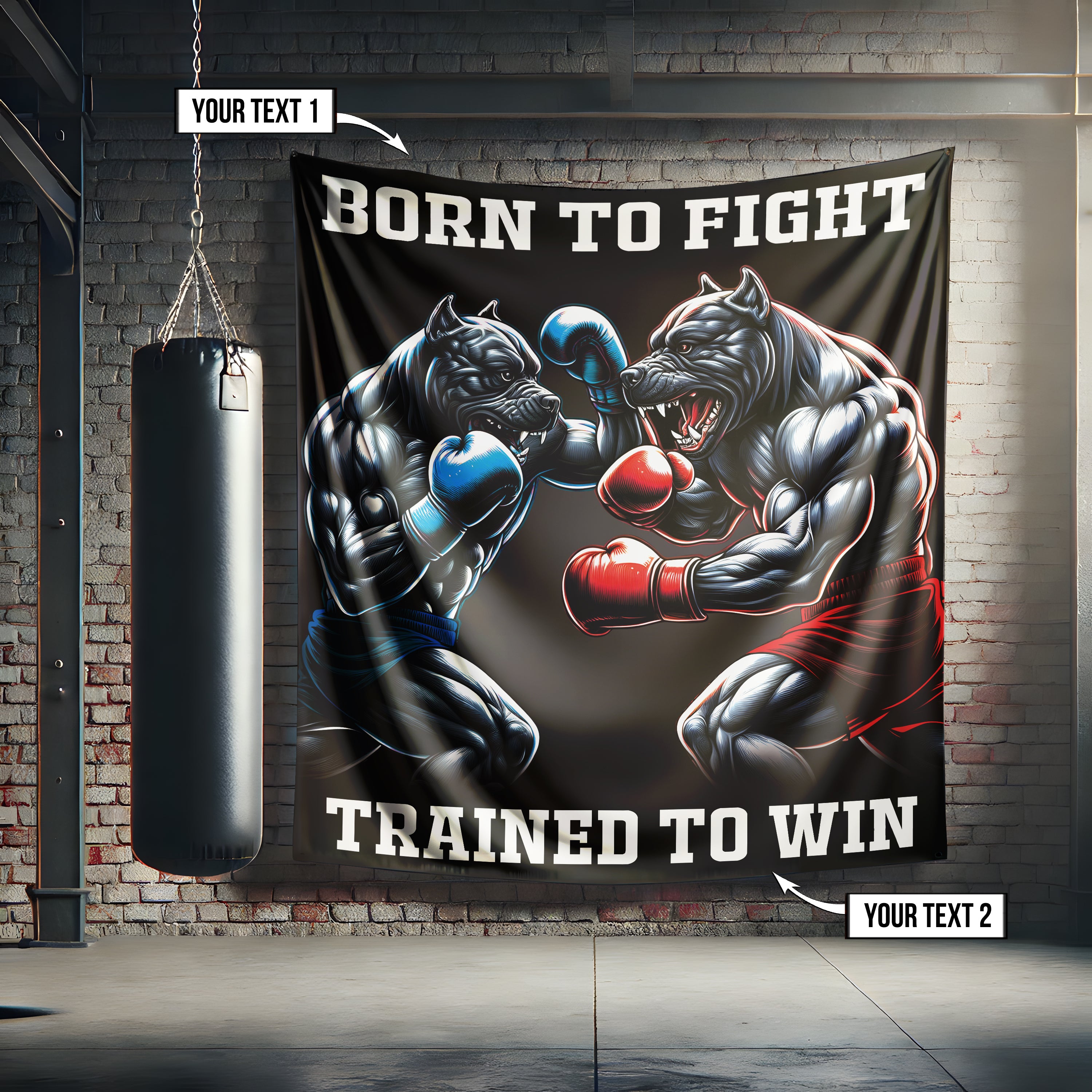 Personalized Pitbull Boxing Flag Born To Fight Trained To Win 11400