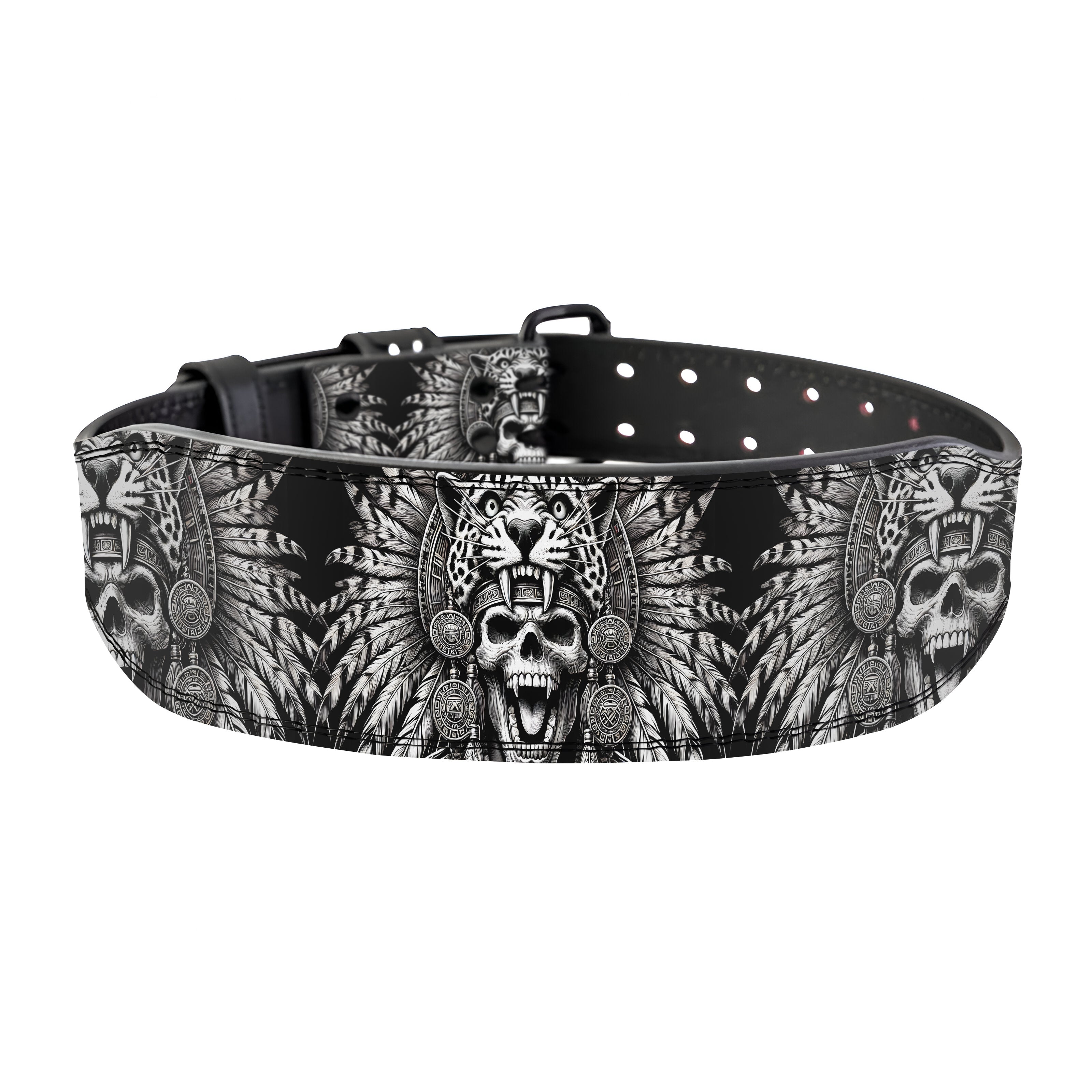 Personalized Jaguar Warrior Aztec Skull Lifting Belt