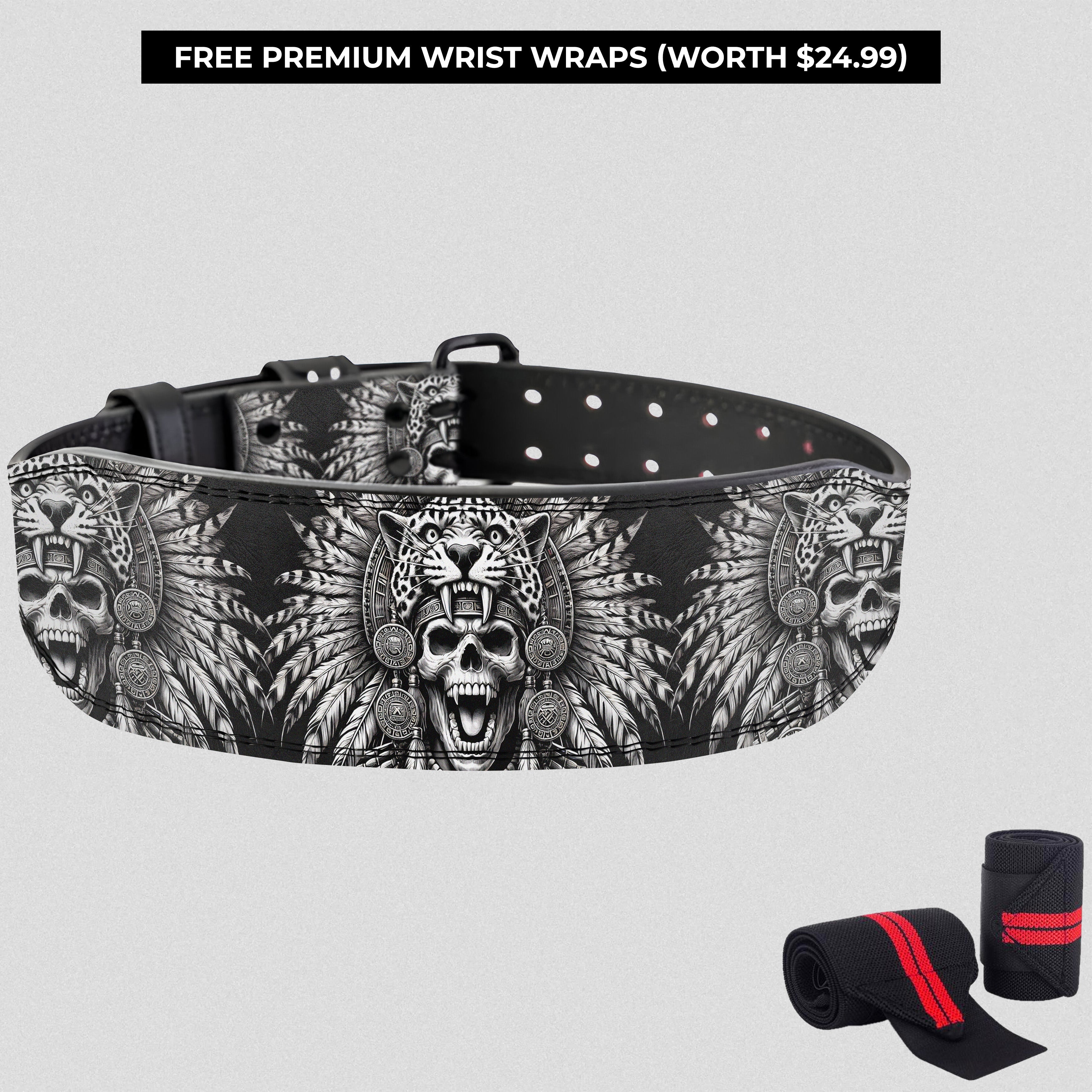 Savage Aztec Jaguar Warrior - Customizable Powerlifting Belt