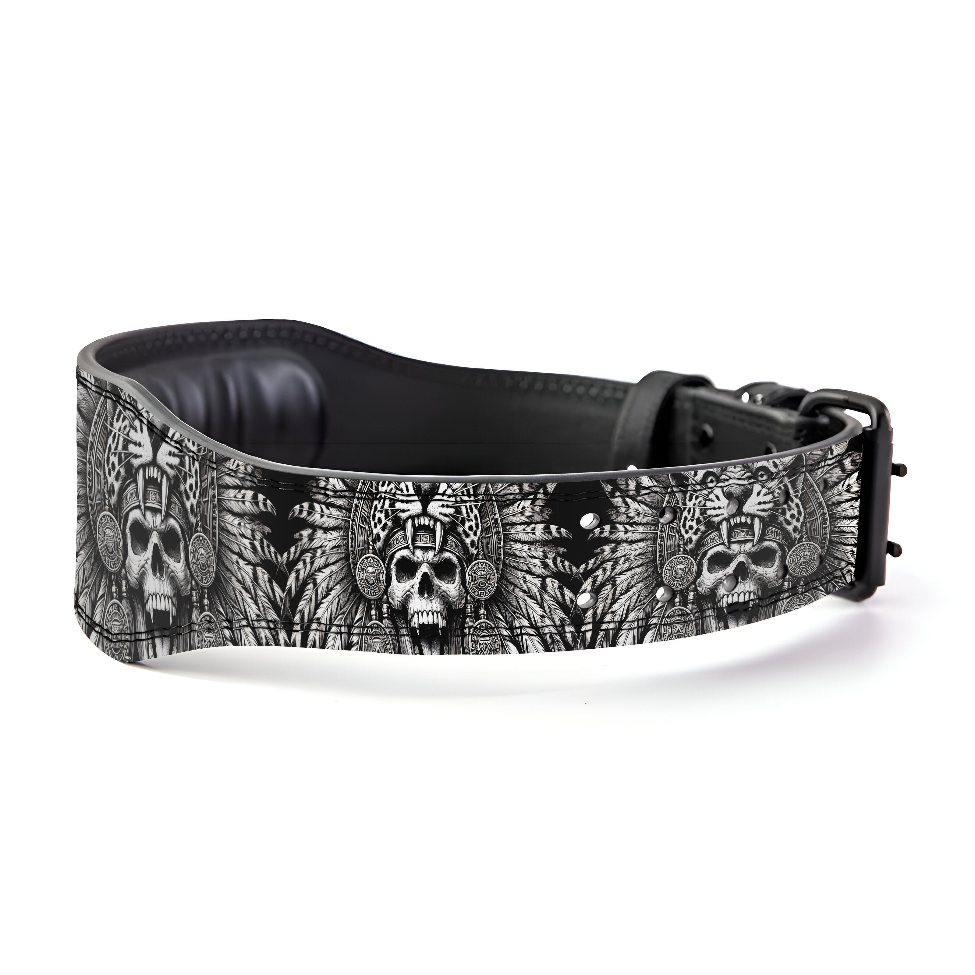 Personalized Jaguar Warrior Aztec Skull Lifting Belt