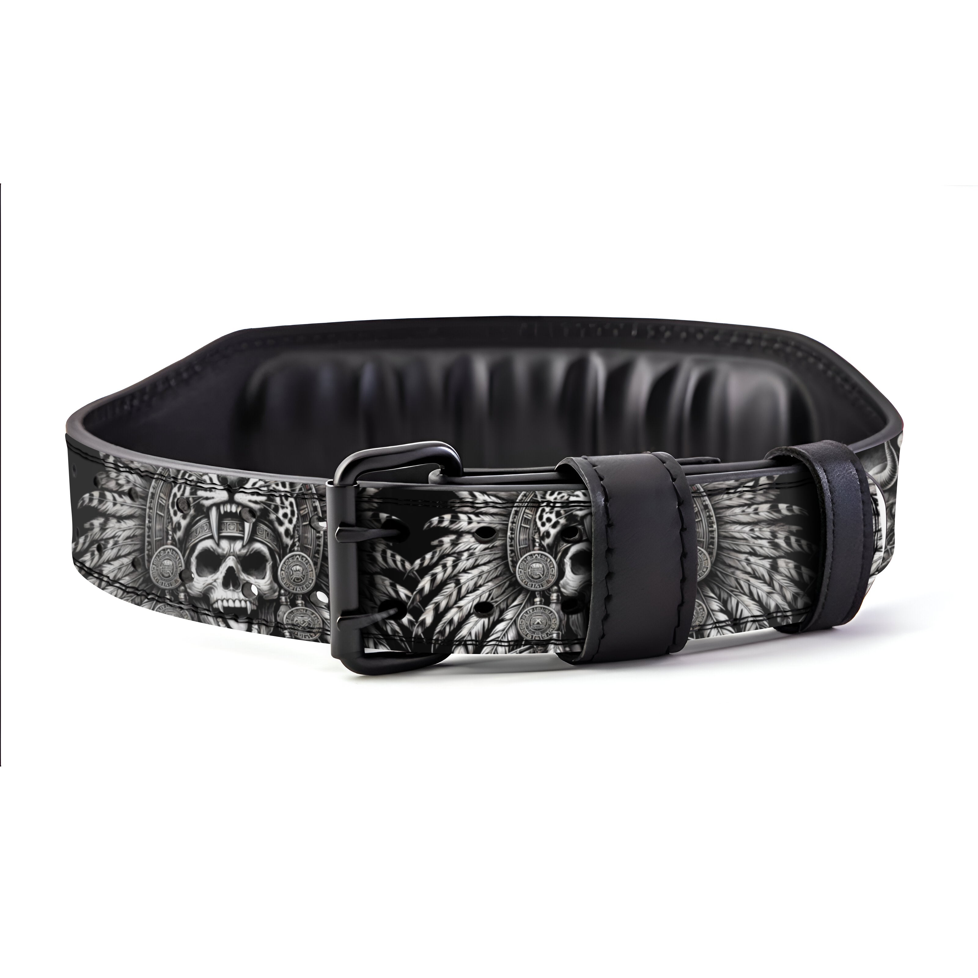 Personalized Jaguar Warrior Aztec Skull Lifting Belt