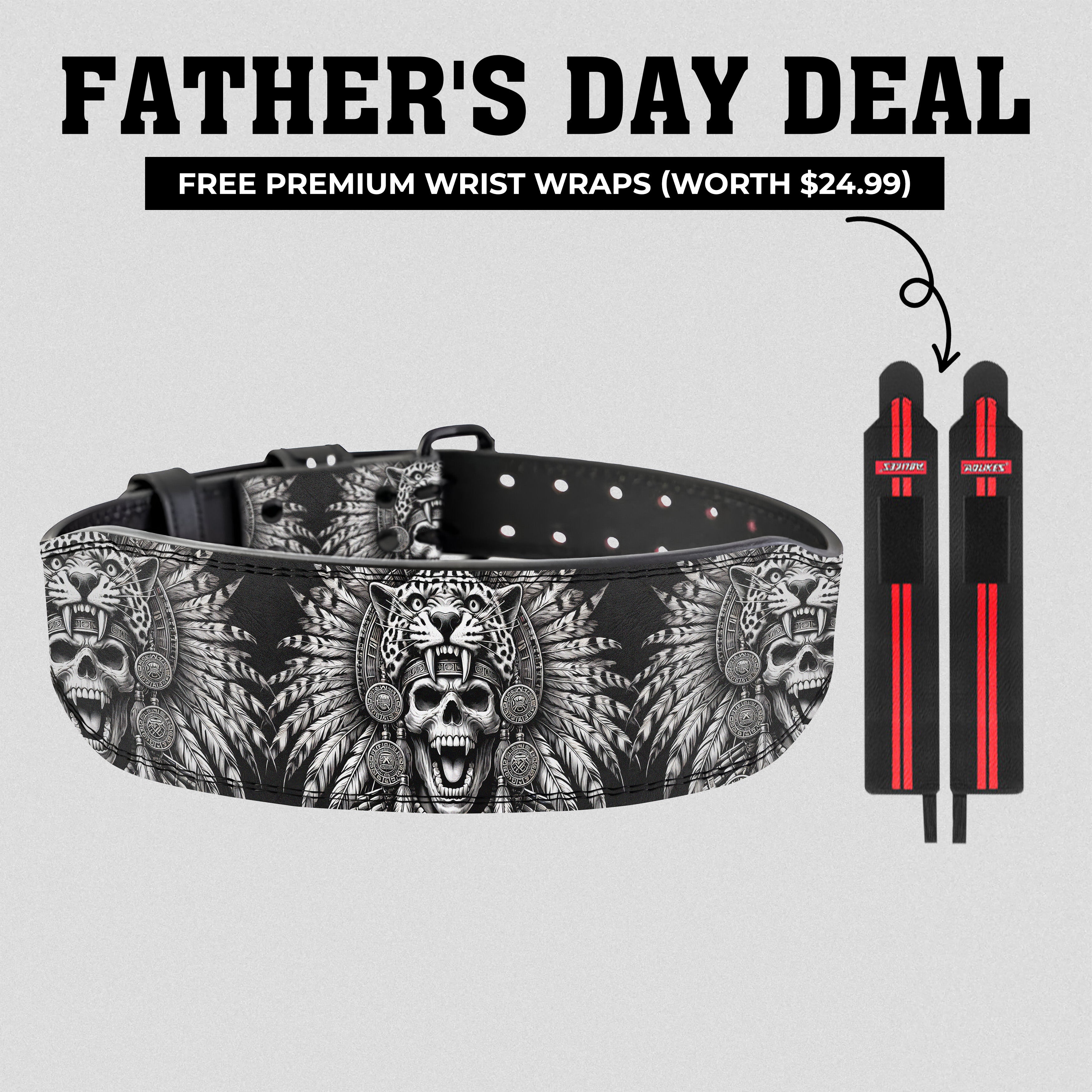 Personalized Jaguar Warrior Aztec Skull Lifting Belt