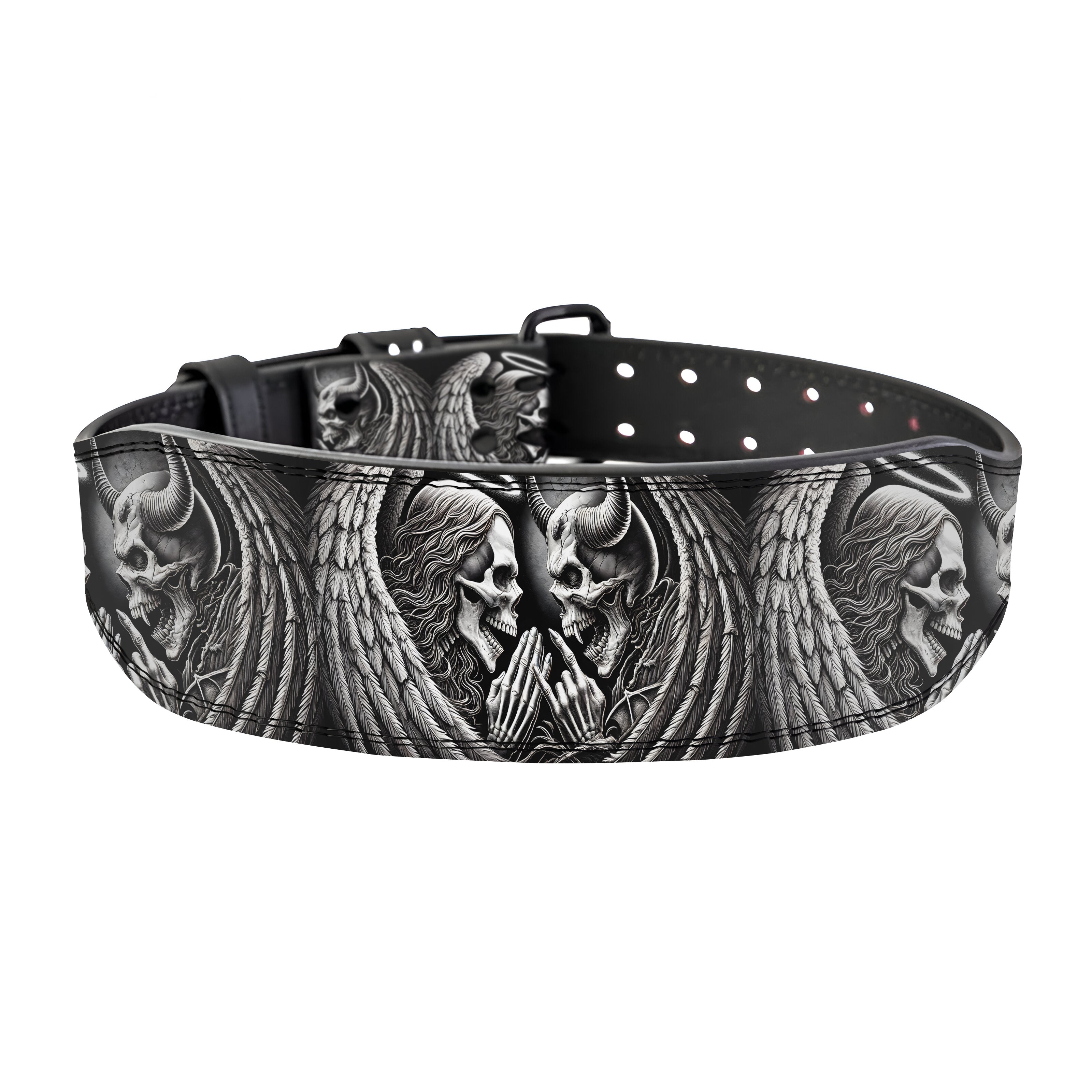 Personalized Skull Angel vs Devil Lever Lifting Belt 11398