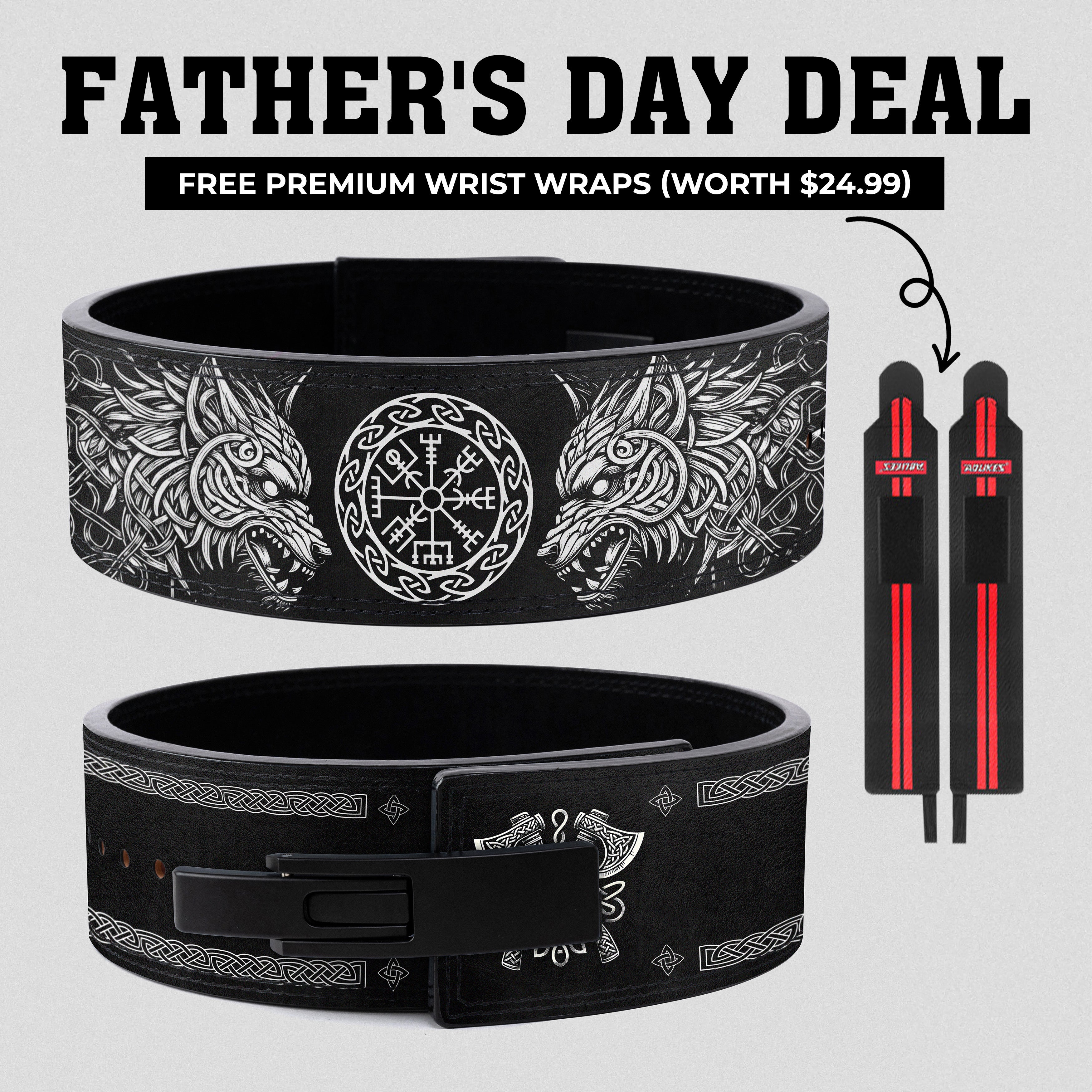 Lever Lifting Belt with Norse Fenrir & Vegvisir 11405
