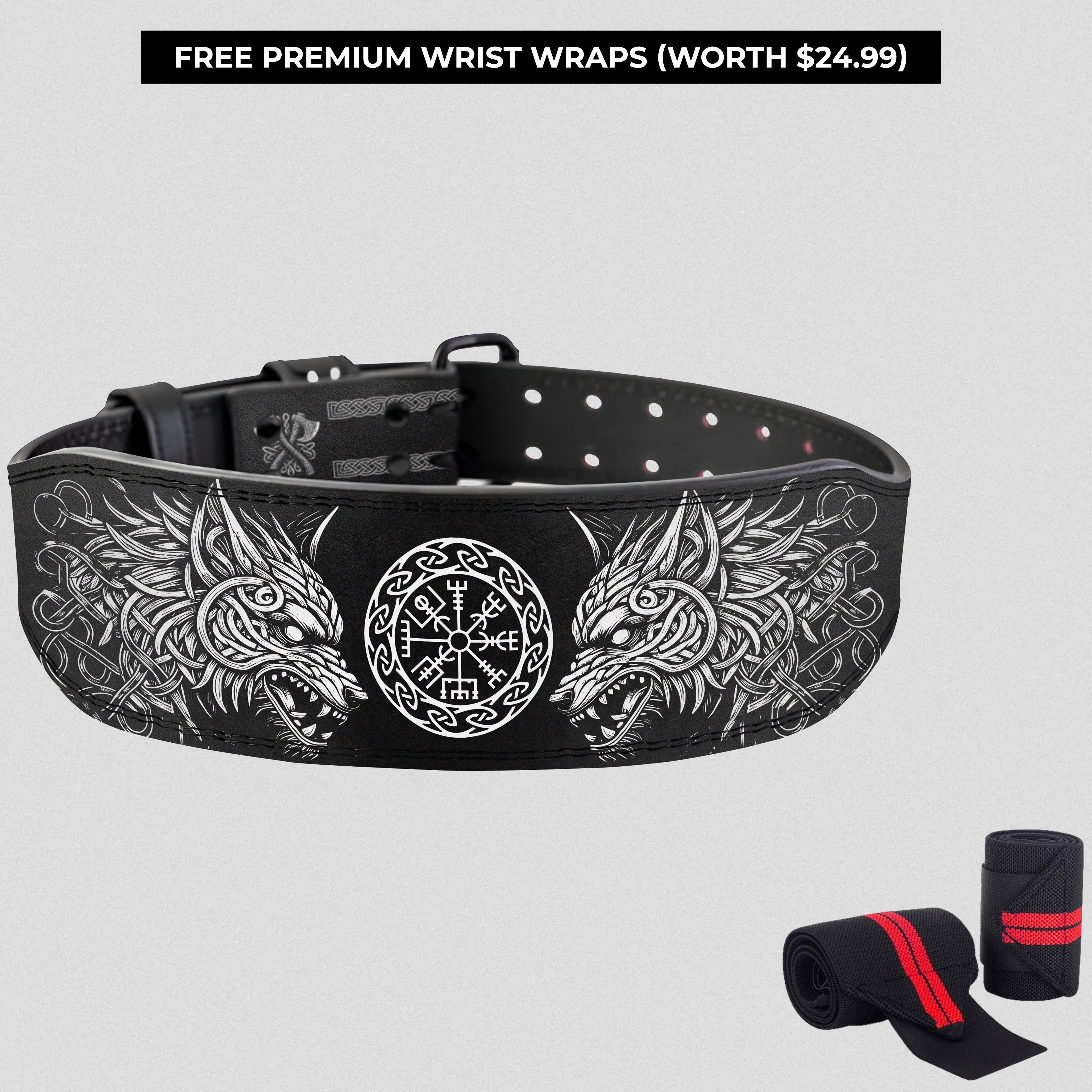 Fenrir's Strength, Vegvisir's Path - Norse Prong Lifting Belt 11407