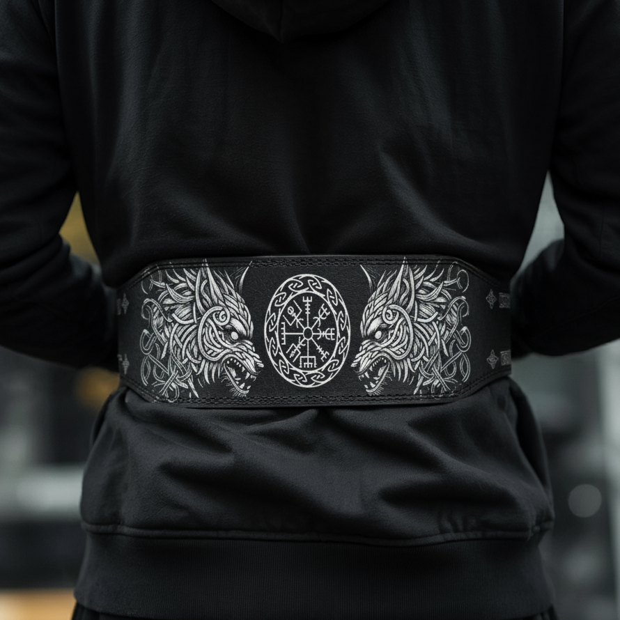 Fenrir's Strength, Vegvisir's Path - Norse Powerlifting Belt 11405