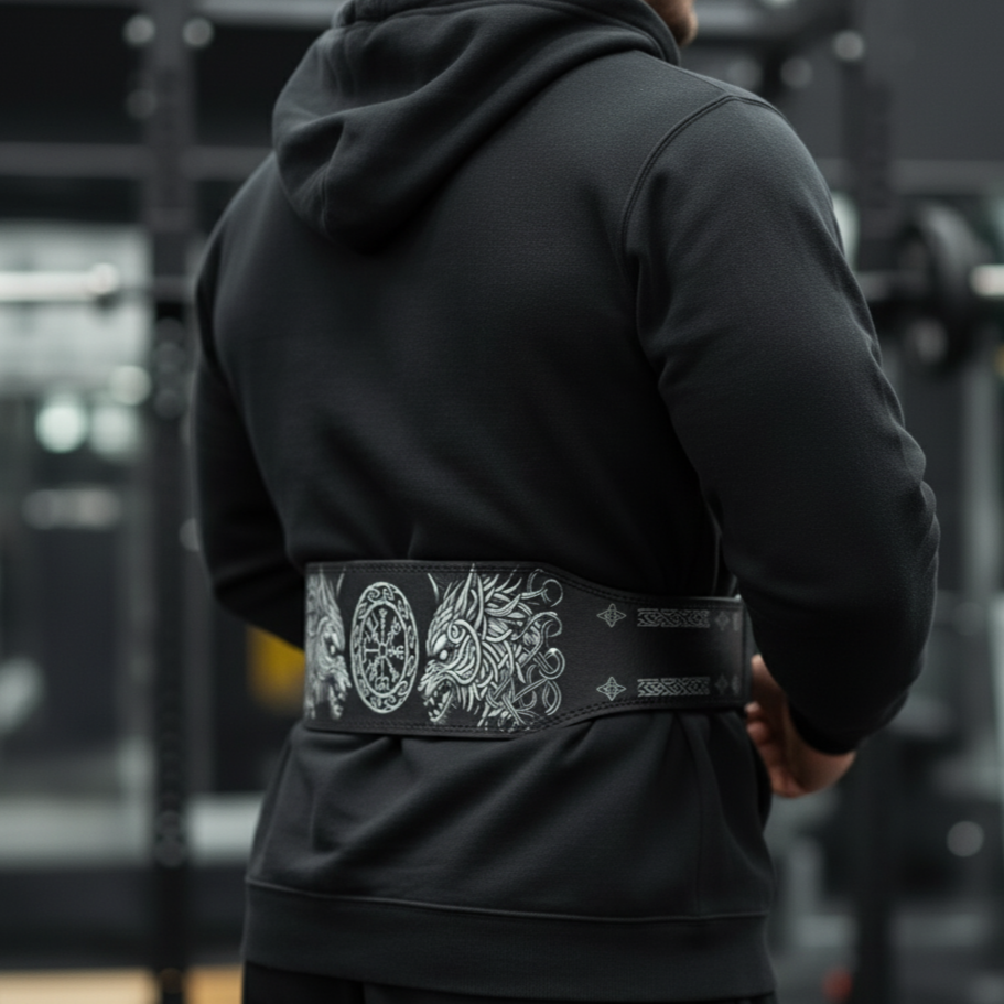 Fenrir's Strength, Vegvisir's Path - Norse Powerlifting Belt 11405