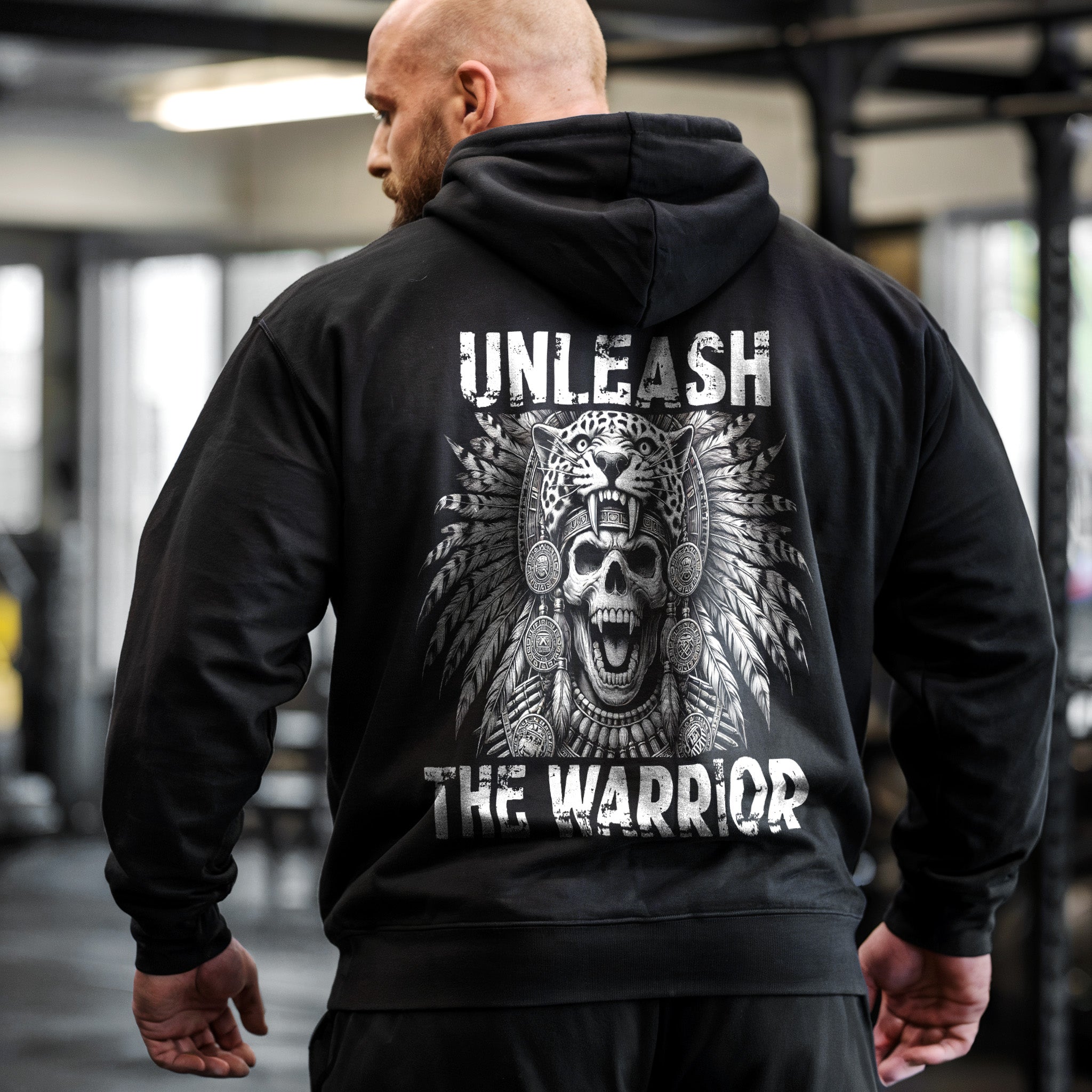 Jaguar Warrior Aztec Skull Gym Hoodie 11422